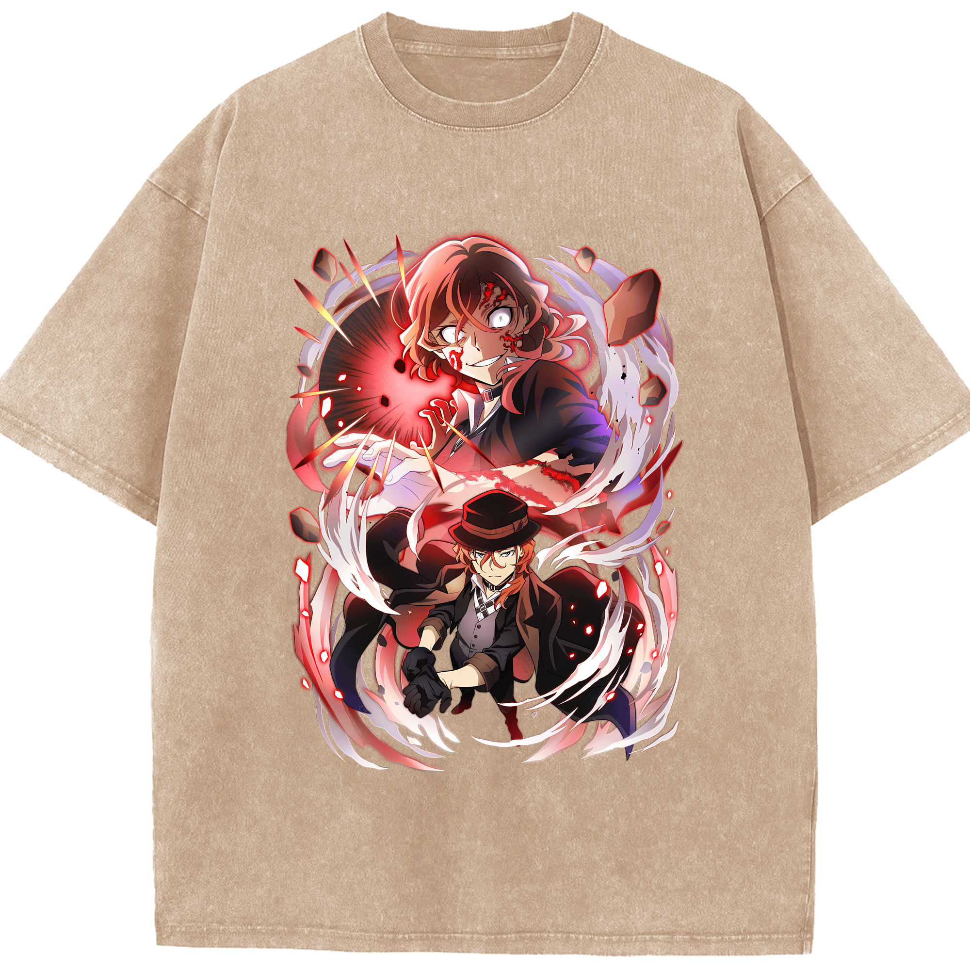 （画像用） 文豪ストレイドッグス Bungo Stray Dogs 綿100% ヴィンテージ風 半袖Tシャツ（フロントプリント）