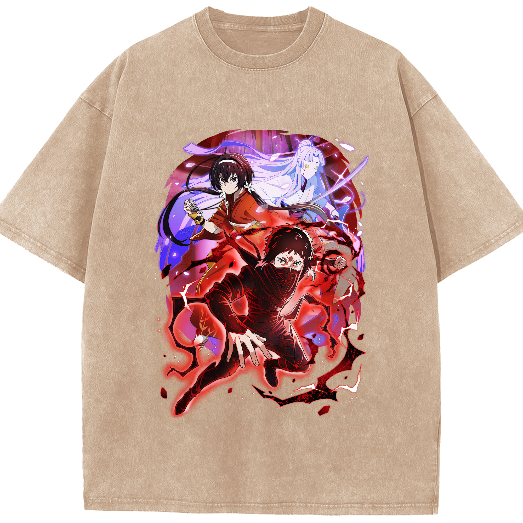 （画像用） 文豪ストレイドッグス Bungo Stray Dogs 綿100% ヴィンテージ風 半袖Tシャツ（フロントプリント）