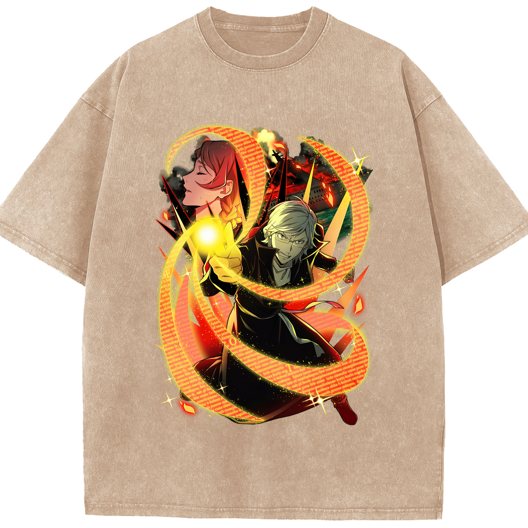 （画像用） 文豪ストレイドッグス Bungo Stray Dogs 綿100% ヴィンテージ風 半袖Tシャツ（フロントプリント）