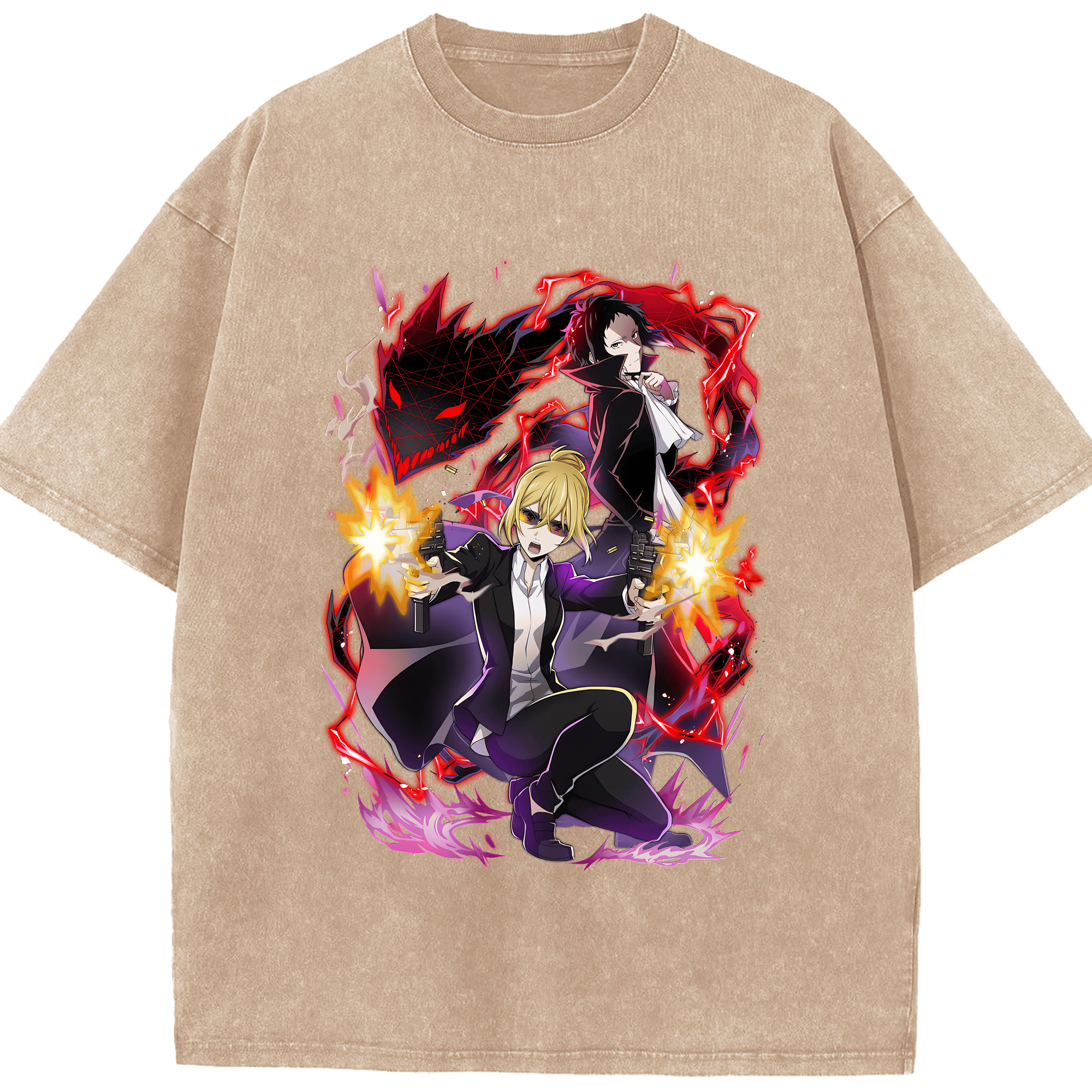 （画像用） 文豪ストレイドッグス Bungo Stray Dogs 綿100% ヴィンテージ風 半袖Tシャツ（フロントプリント）