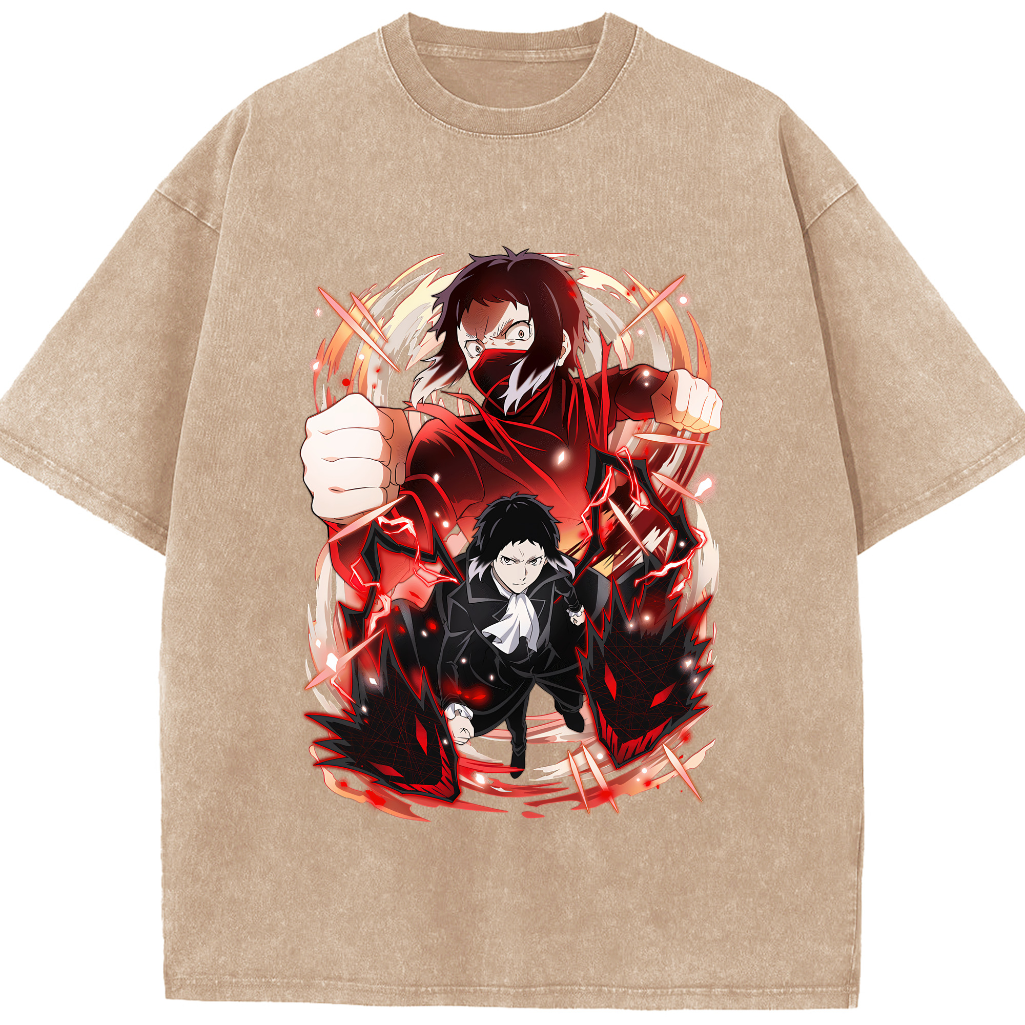 （画像用） 文豪ストレイドッグス Bungo Stray Dogs 綿100% ヴィンテージ風 半袖Tシャツ（フロントプリント）