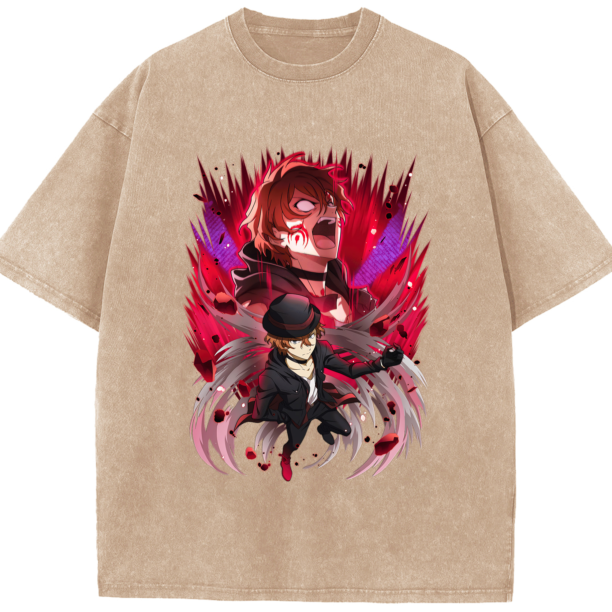 （画像用） 文豪ストレイドッグス Bungo Stray Dogs 綿100% ヴィンテージ風 半袖Tシャツ（フロントプリント）