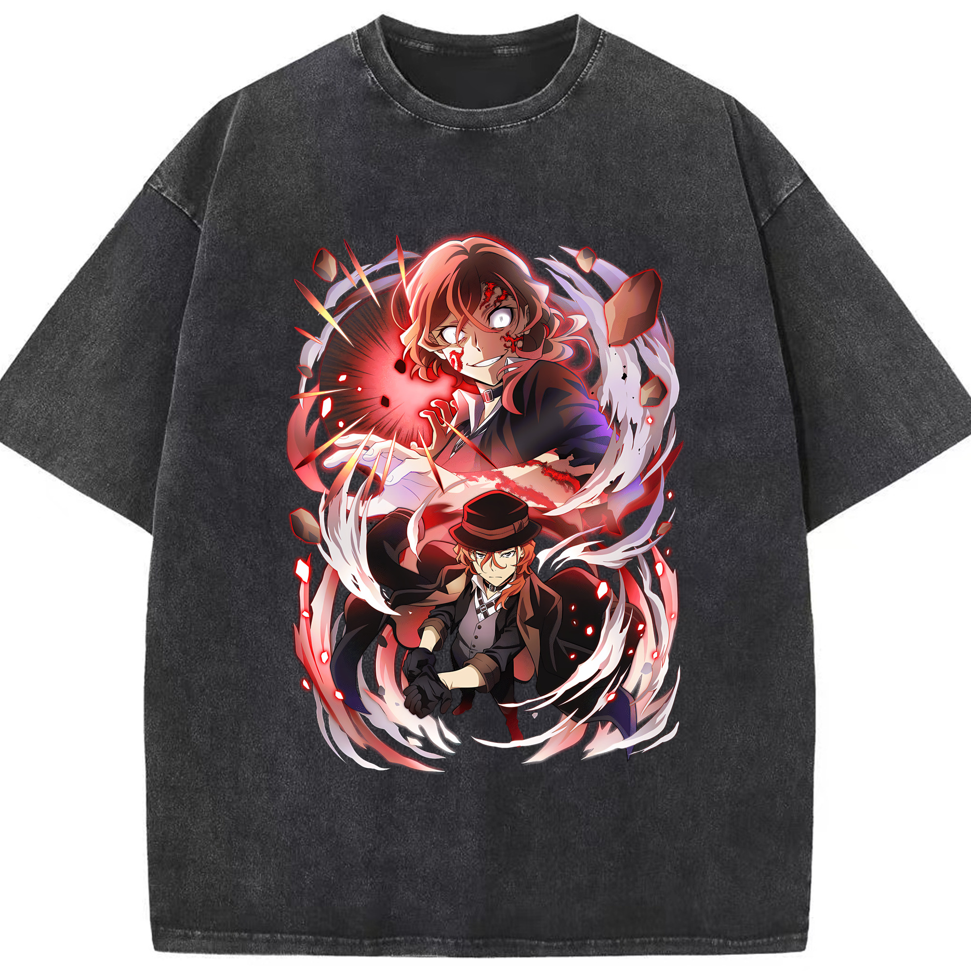 （画像用） 文豪ストレイドッグス Bungo Stray Dogs 綿100% ヴィンテージ風 半袖Tシャツ（フロントプリント）