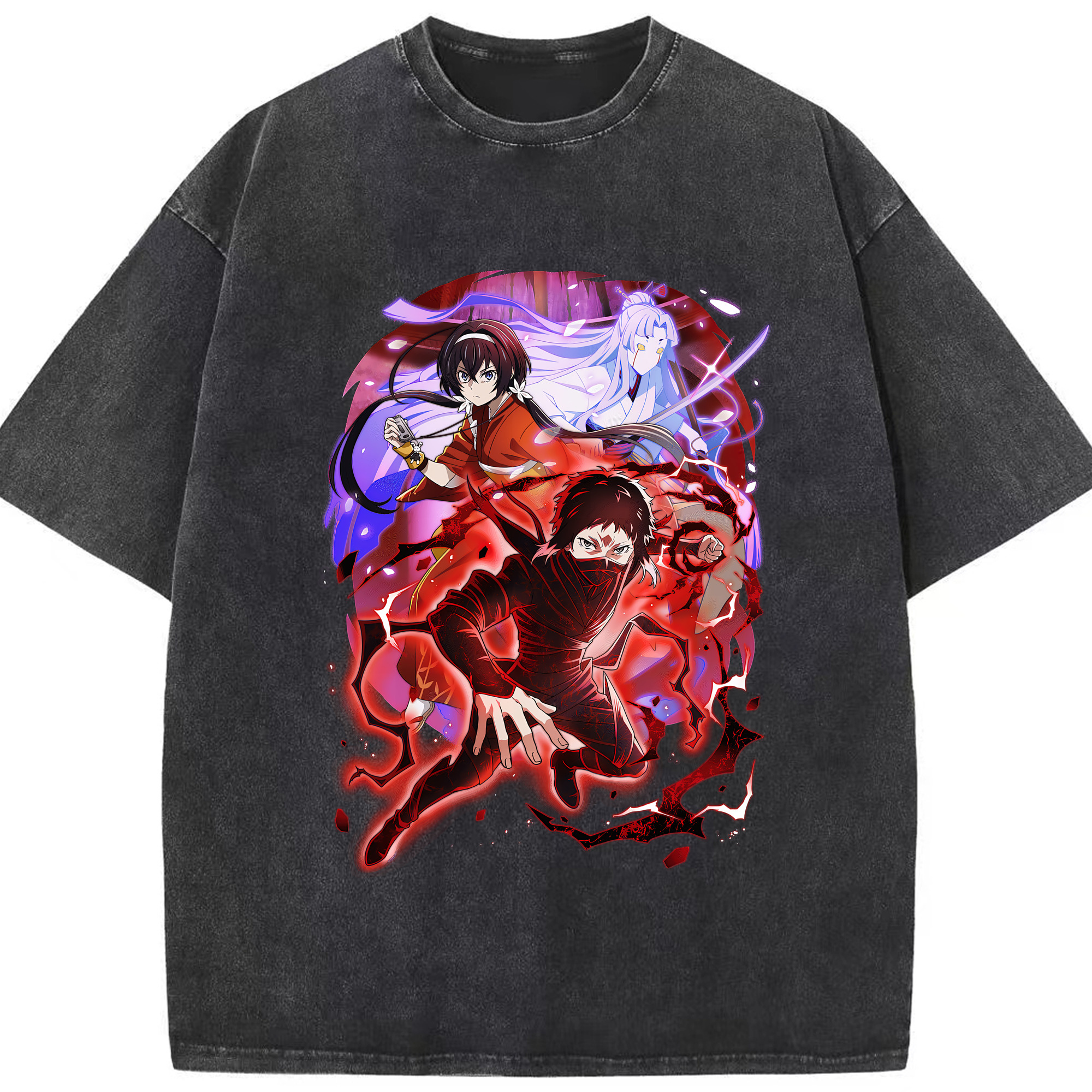 （画像用） 文豪ストレイドッグス Bungo Stray Dogs 綿100% ヴィンテージ風 半袖Tシャツ（フロントプリント）