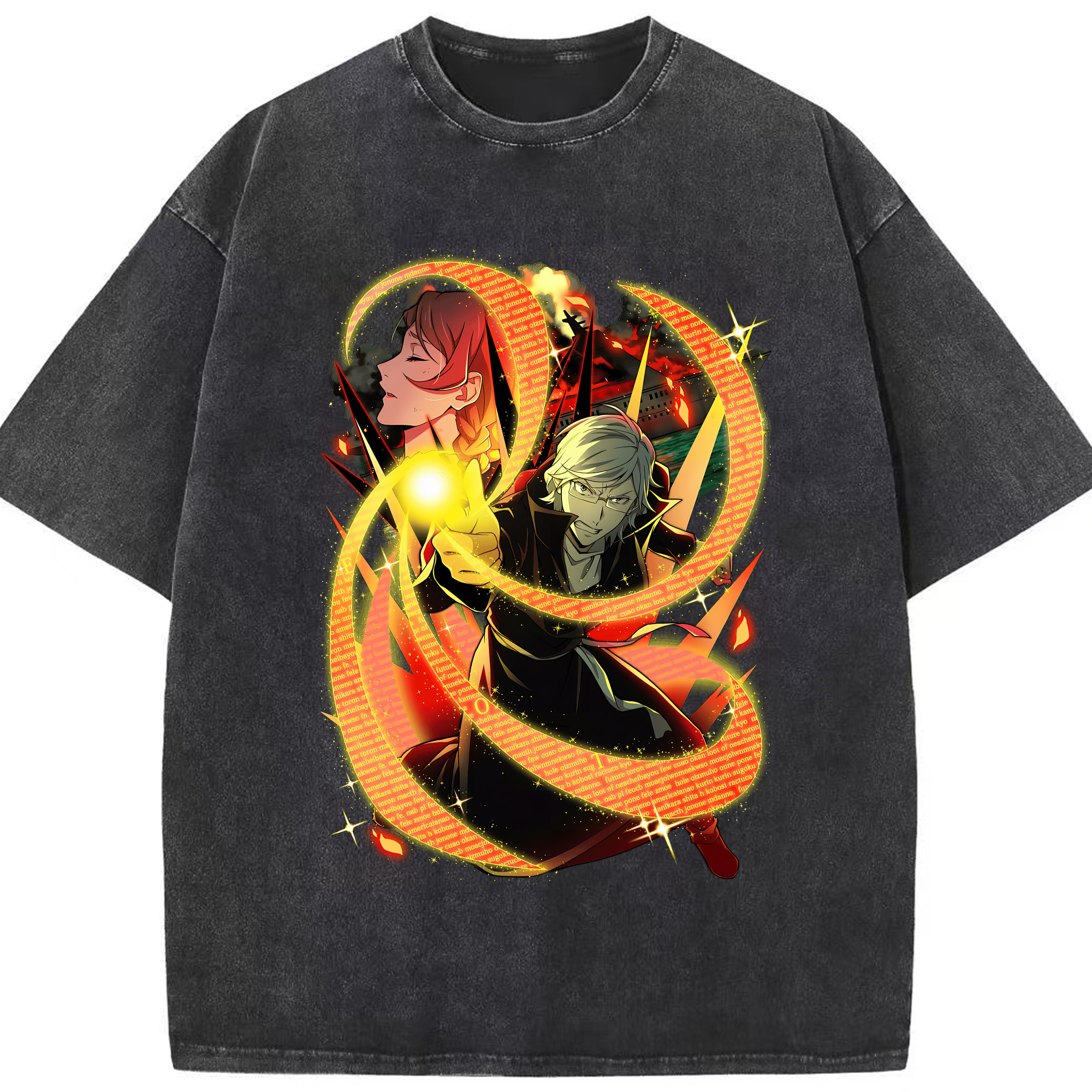 （画像用） 文豪ストレイドッグス Bungo Stray Dogs 綿100% ヴィンテージ風 半袖Tシャツ（フロントプリント）