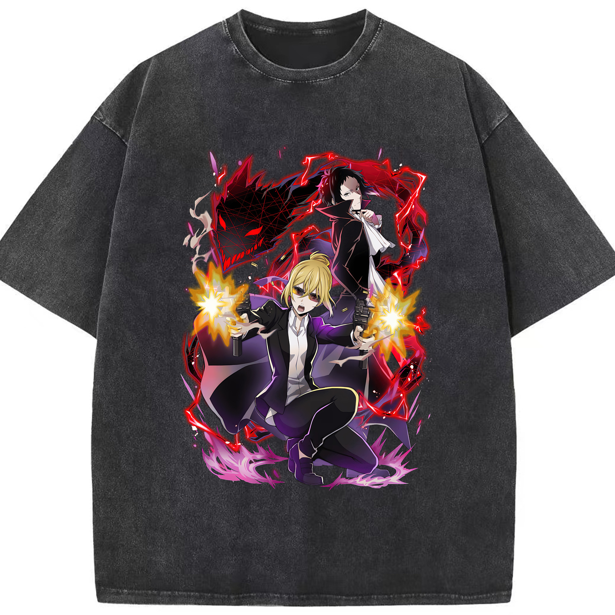 （画像用） 文豪ストレイドッグス Bungo Stray Dogs 綿100% ヴィンテージ風 半袖Tシャツ（フロントプリント）