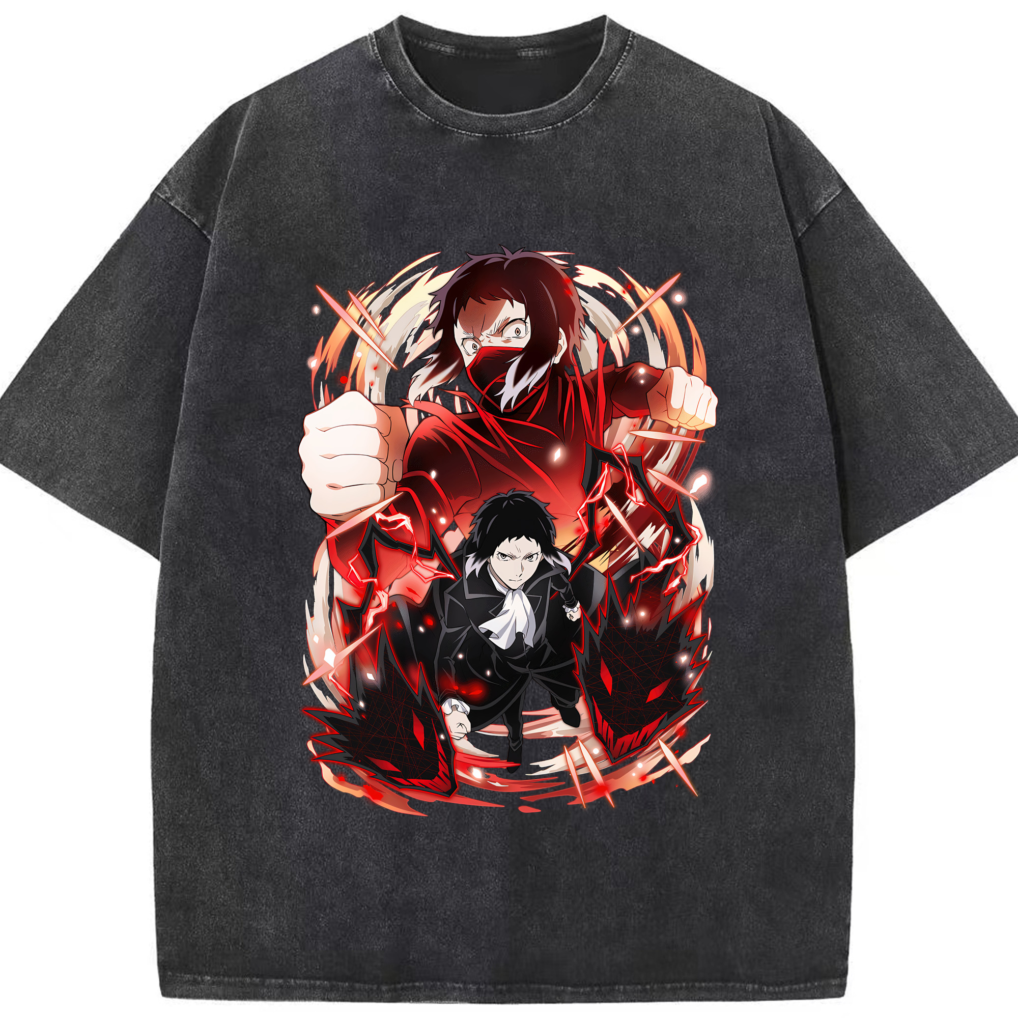 （画像用） 文豪ストレイドッグス Bungo Stray Dogs 綿100% ヴィンテージ風 半袖Tシャツ（フロントプリント）