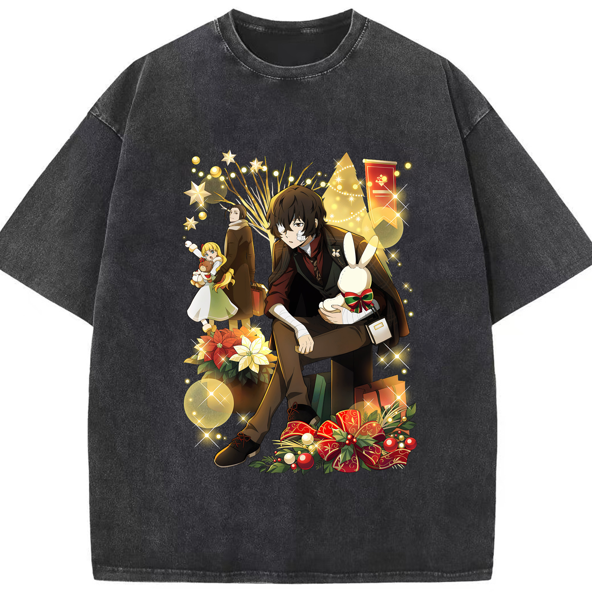 （画像用） 文豪ストレイドッグス Bungo Stray Dogs 綿100% ヴィンテージ風 半袖Tシャツ（フロントプリント）