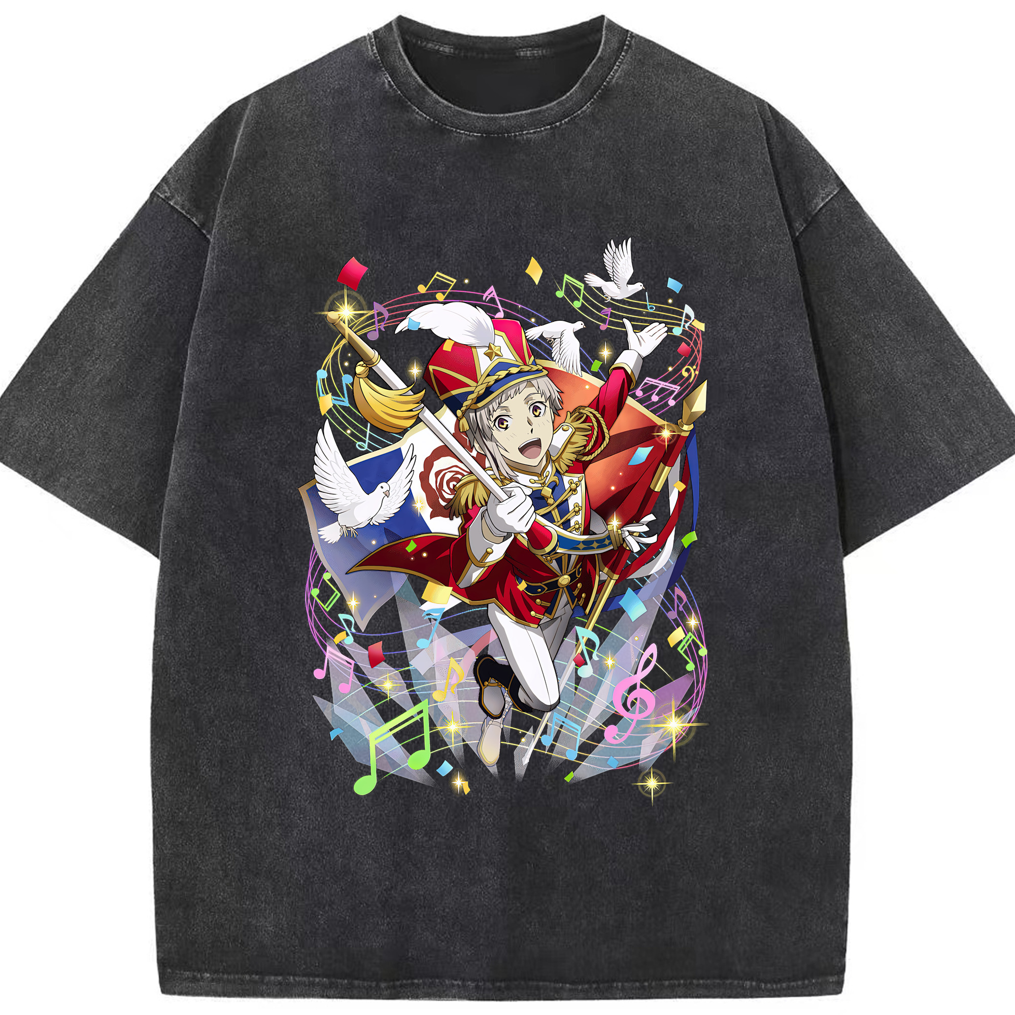 （画像用） 文豪ストレイドッグス Bungo Stray Dogs 綿100% ヴィンテージ風 半袖Tシャツ（フロントプリント）