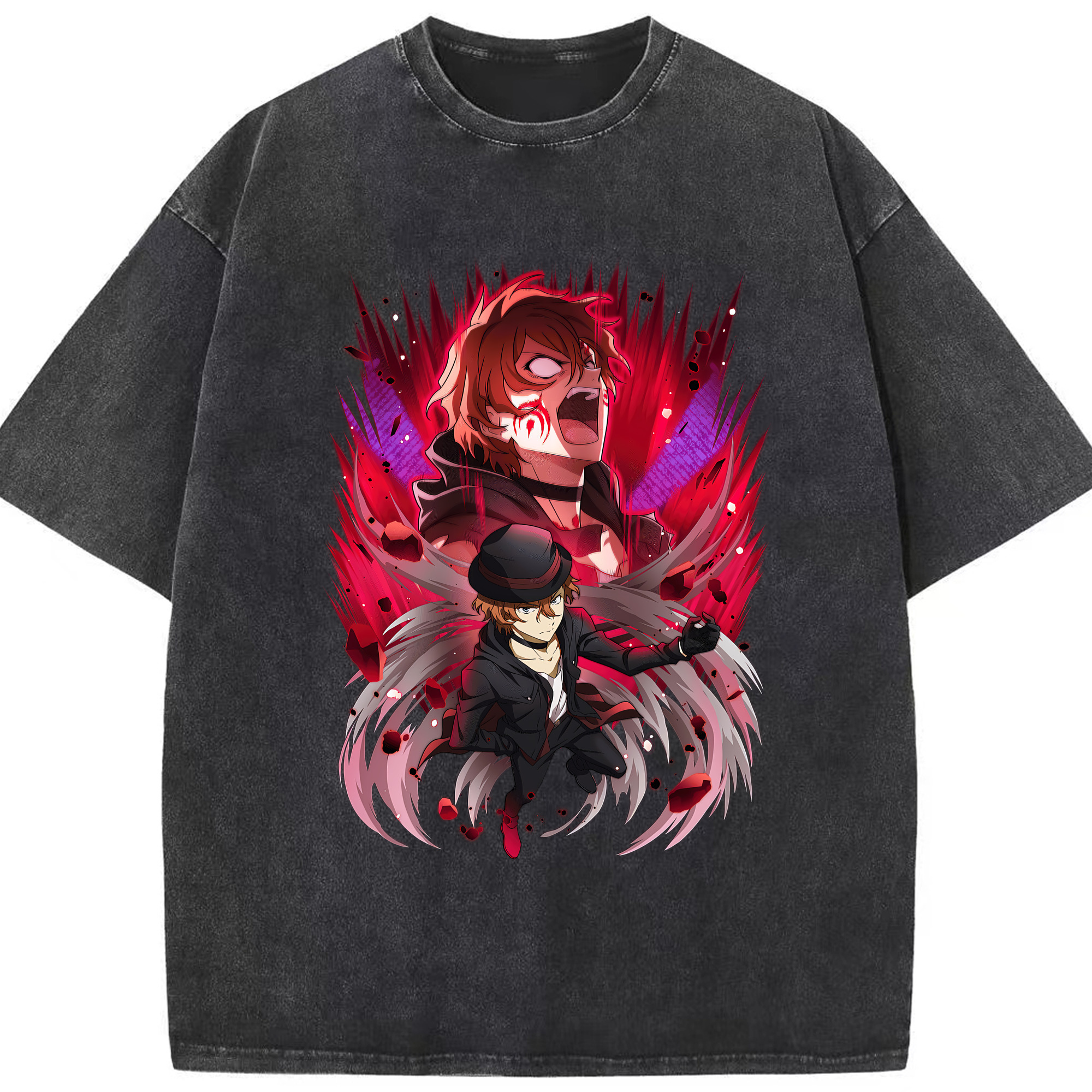 （画像用） 文豪ストレイドッグス Bungo Stray Dogs 綿100% ヴィンテージ風 半袖Tシャツ（フロントプリント）