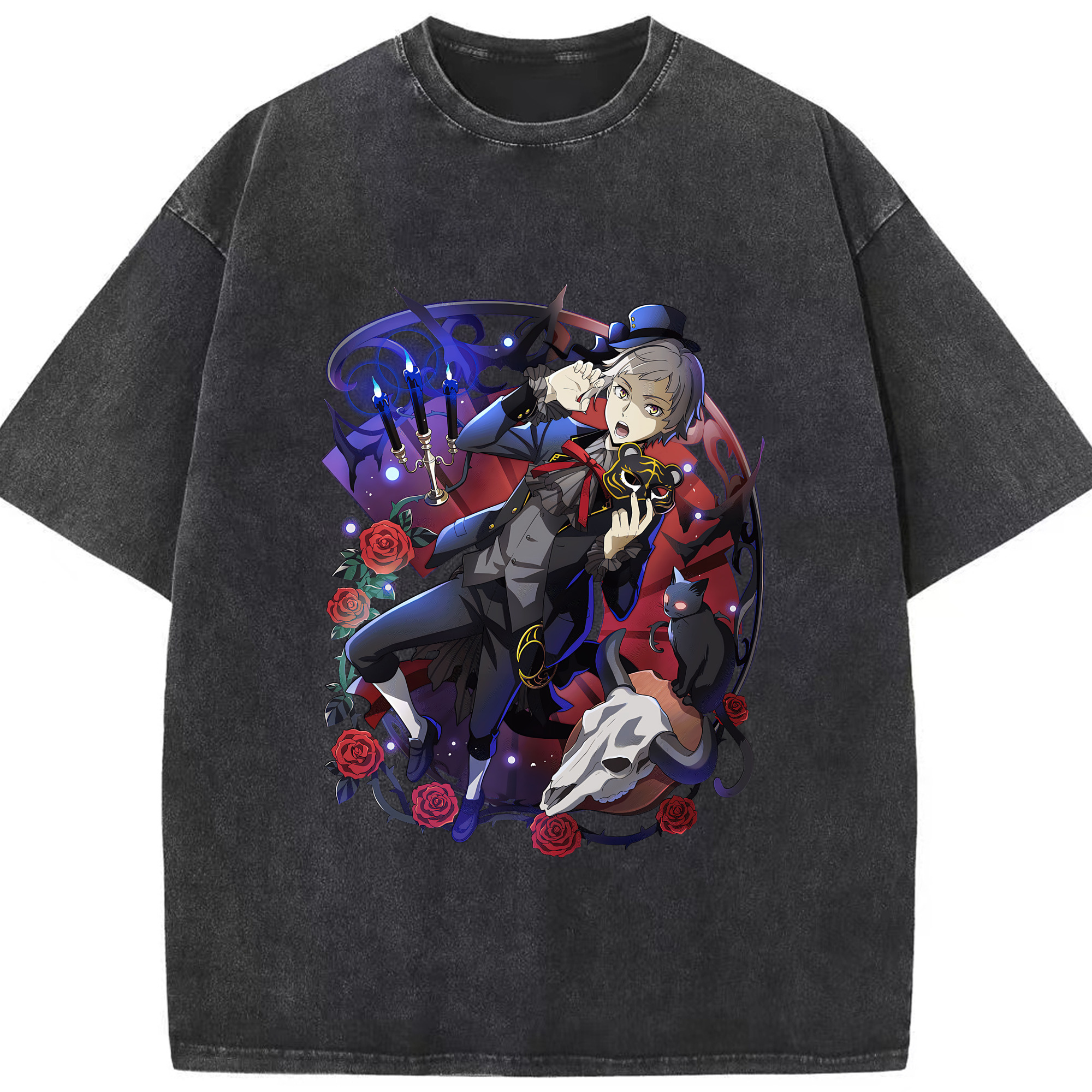 （画像用） 文豪ストレイドッグス Bungo Stray Dogs 綿100% ヴィンテージ風 半袖Tシャツ（フロントプリント）