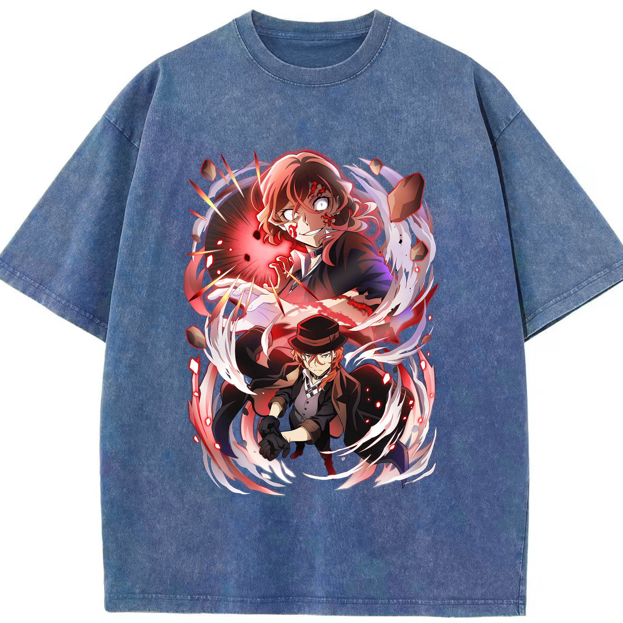 （画像用） 文豪ストレイドッグス Bungo Stray Dogs 綿100% ヴィンテージ風 半袖Tシャツ（フロントプリント）