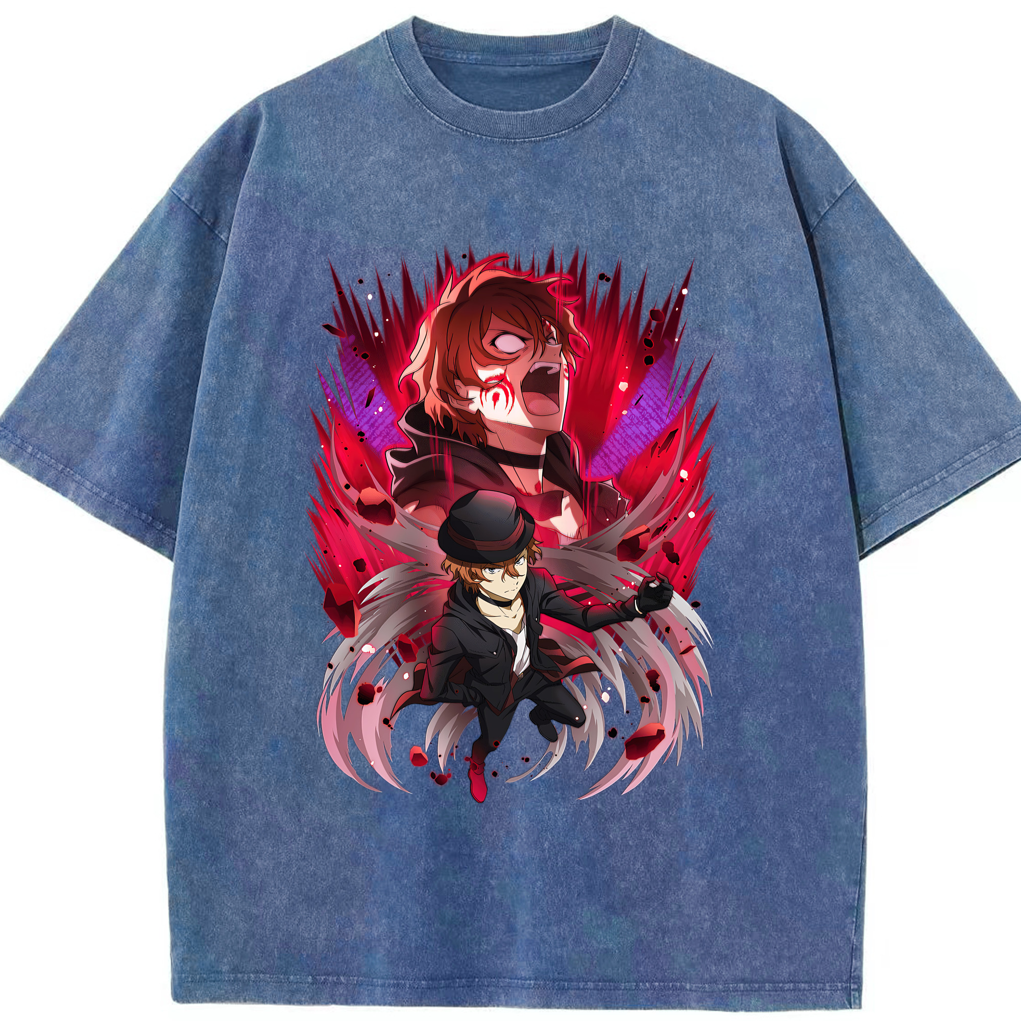 （画像用） 文豪ストレイドッグス Bungo Stray Dogs 綿100% ヴィンテージ風 半袖Tシャツ（フロントプリント）