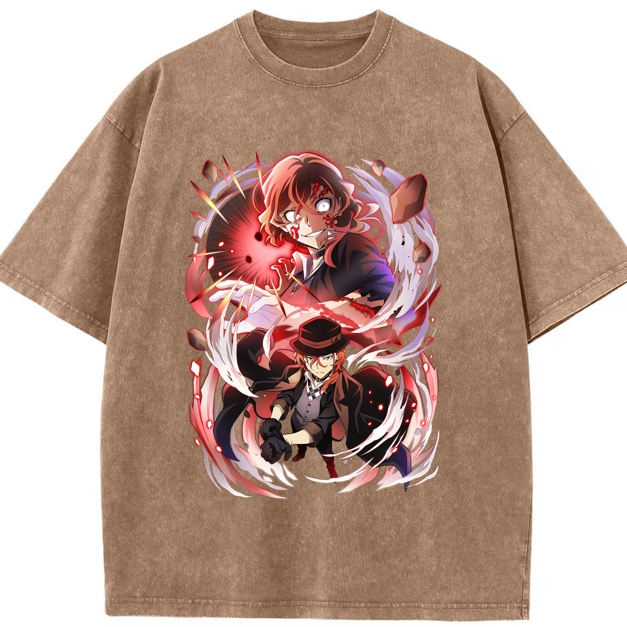 （画像用） 文豪ストレイドッグス Bungo Stray Dogs 綿100% ヴィンテージ風 半袖Tシャツ（フロントプリント）