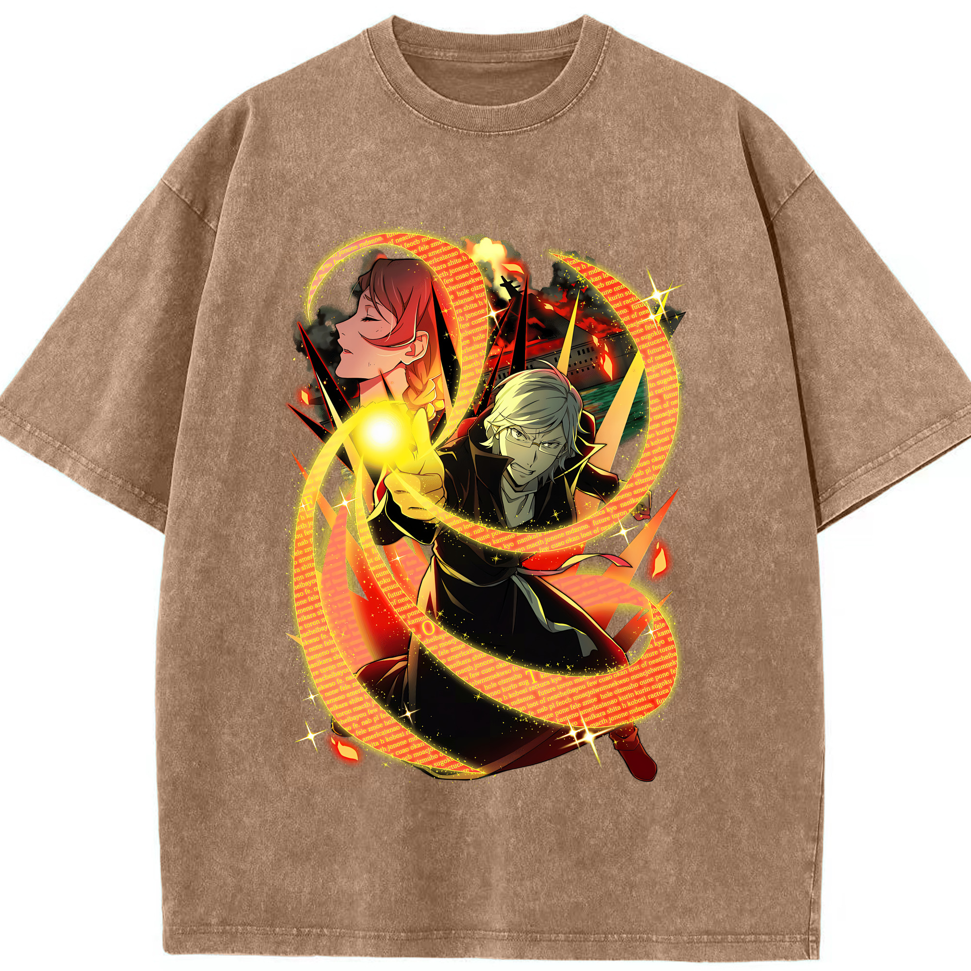 （画像用） 文豪ストレイドッグス Bungo Stray Dogs 綿100% ヴィンテージ風 半袖Tシャツ（フロントプリント）