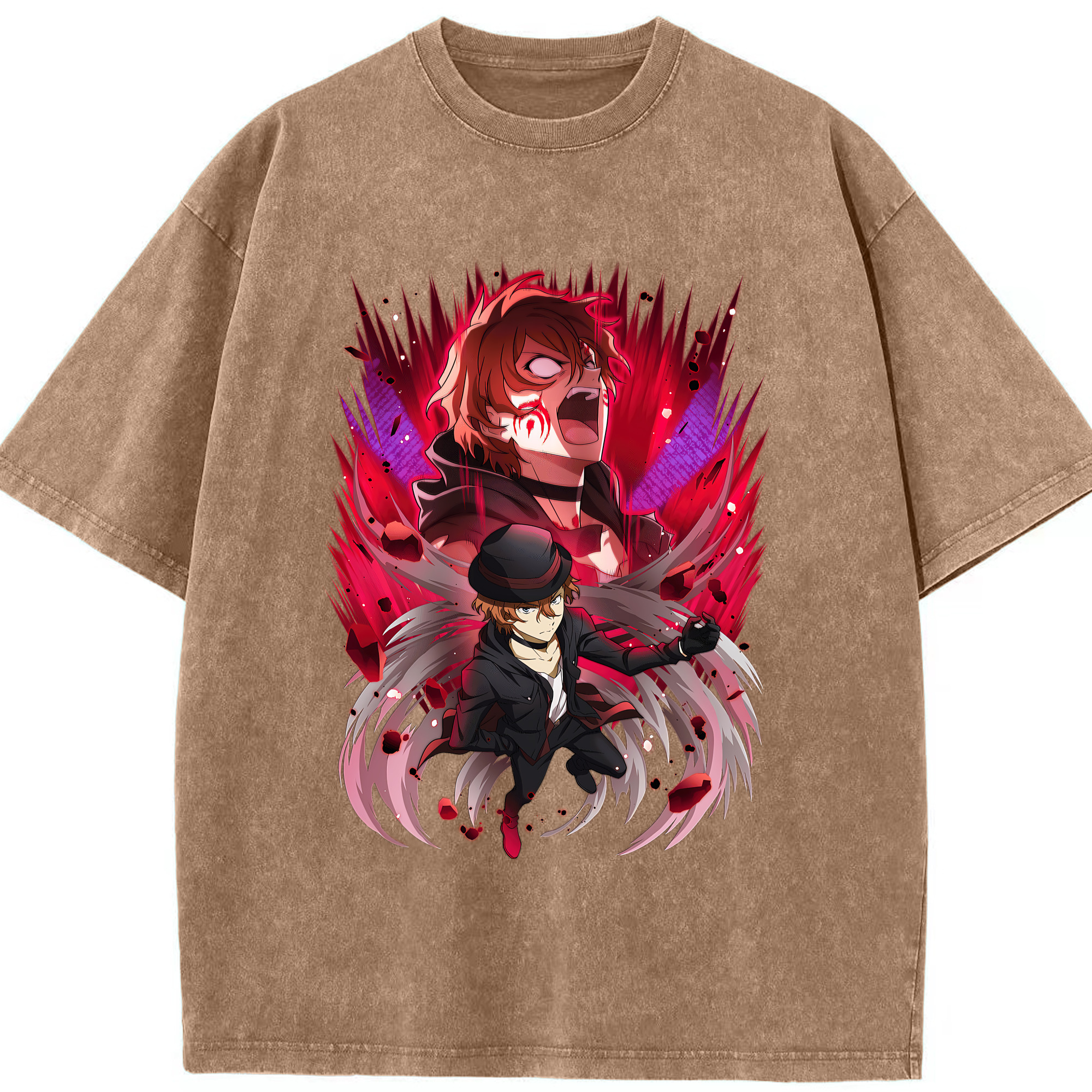 （画像用） 文豪ストレイドッグス Bungo Stray Dogs 綿100% ヴィンテージ風 半袖Tシャツ（フロントプリント）