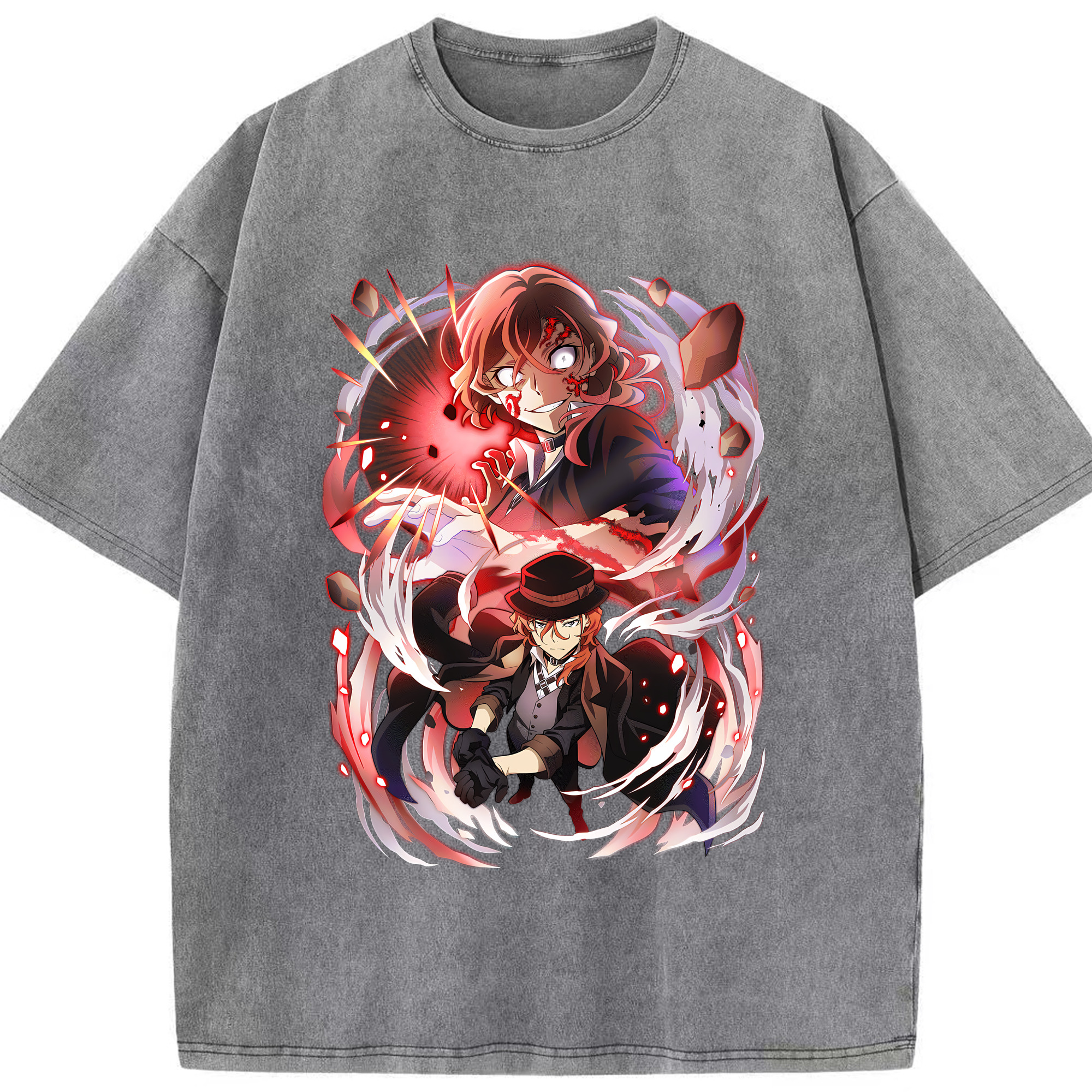 （画像用） 文豪ストレイドッグス Bungo Stray Dogs 綿100% ヴィンテージ風 半袖Tシャツ（フロントプリント）