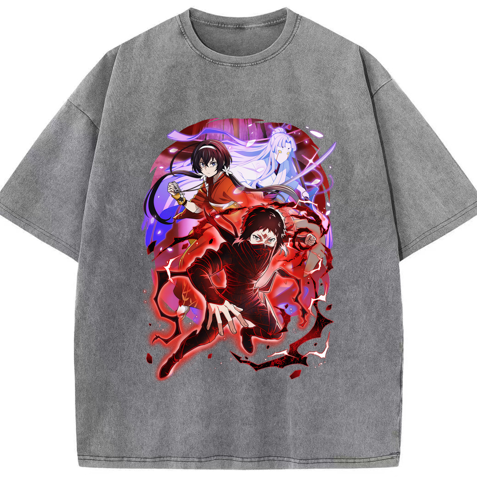 （画像用） 文豪ストレイドッグス Bungo Stray Dogs 綿100% ヴィンテージ風 半袖Tシャツ（フロントプリント）