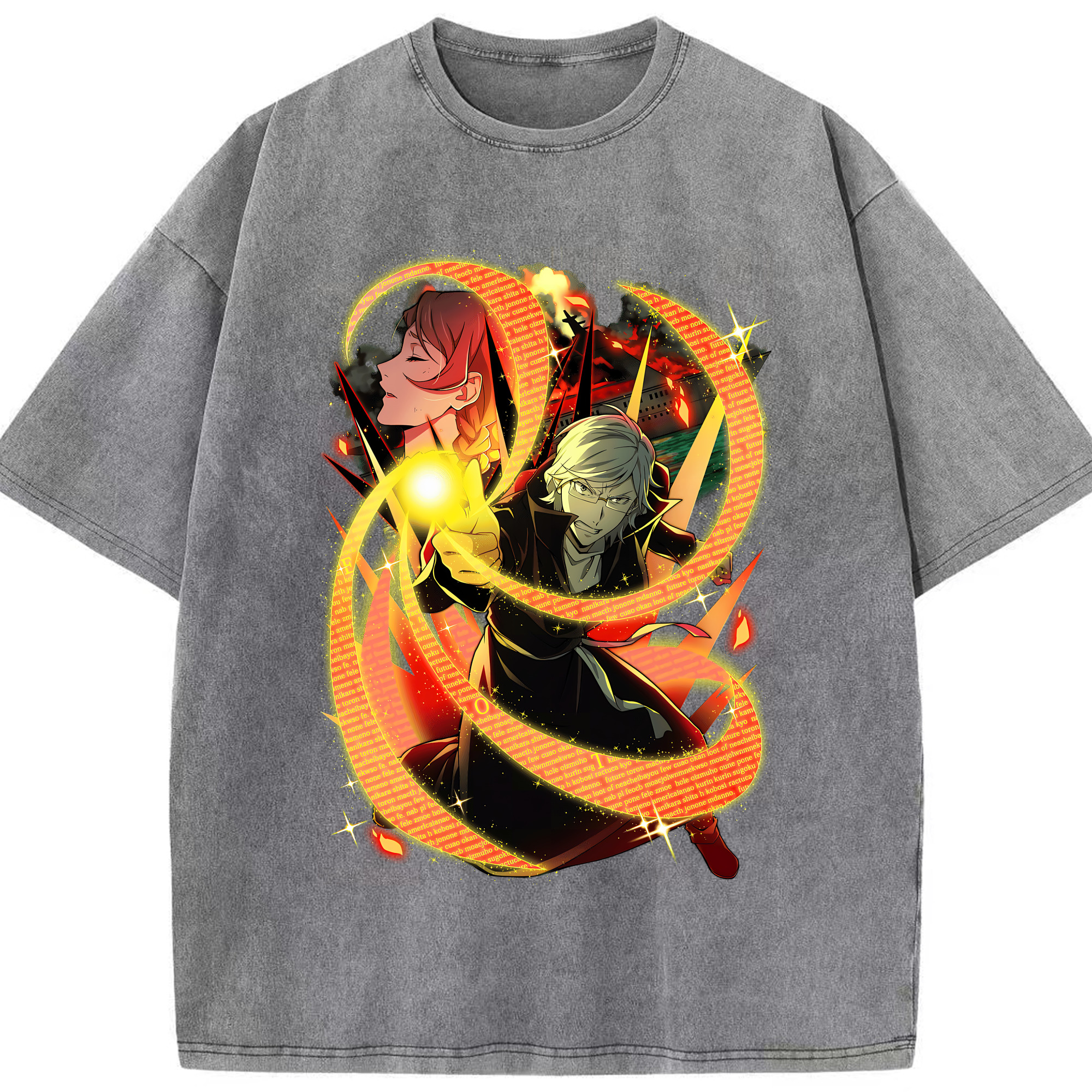 （画像用） 文豪ストレイドッグス Bungo Stray Dogs 綿100% ヴィンテージ風 半袖Tシャツ（フロントプリント）