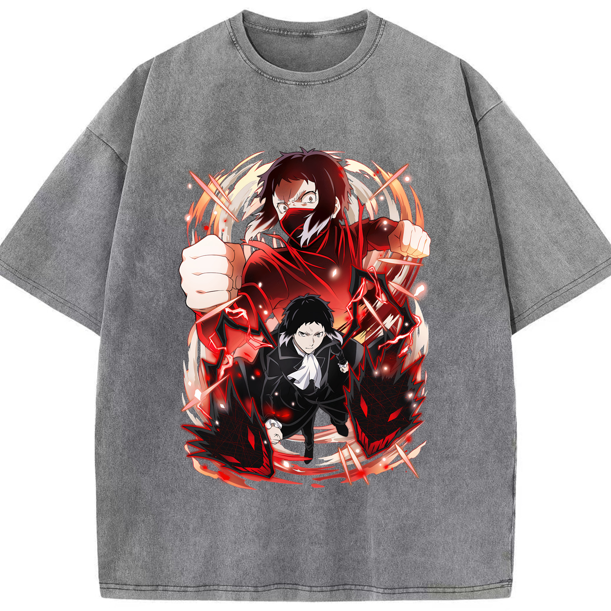 （画像用） 文豪ストレイドッグス Bungo Stray Dogs 綿100% ヴィンテージ風 半袖Tシャツ（フロントプリント）
