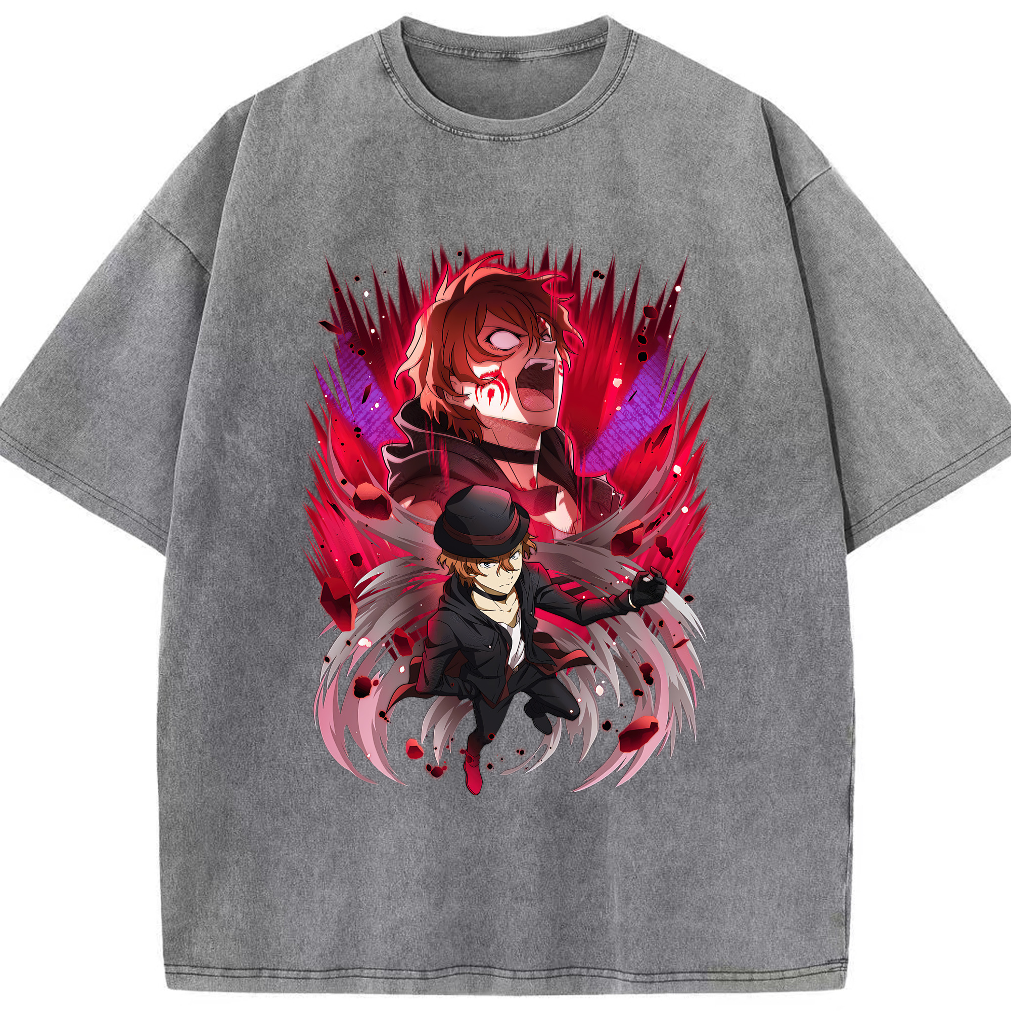 （画像用） 文豪ストレイドッグス Bungo Stray Dogs 綿100% ヴィンテージ風 半袖Tシャツ（フロントプリント）