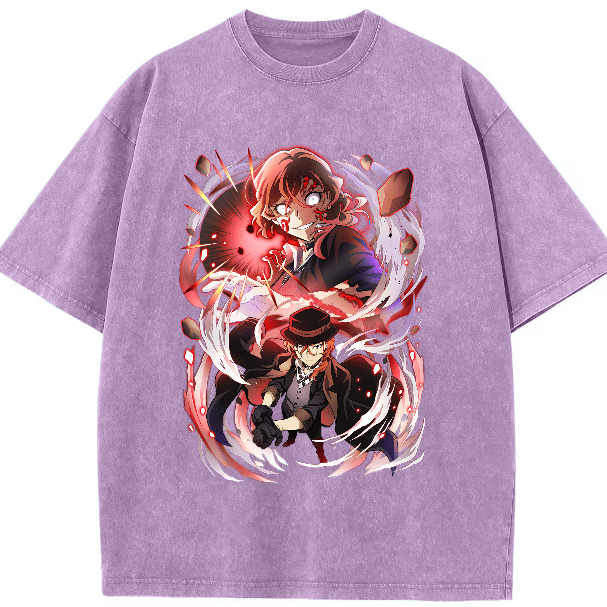 （画像用） 文豪ストレイドッグス Bungo Stray Dogs 綿100% ヴィンテージ風 半袖Tシャツ（フロントプリント）
