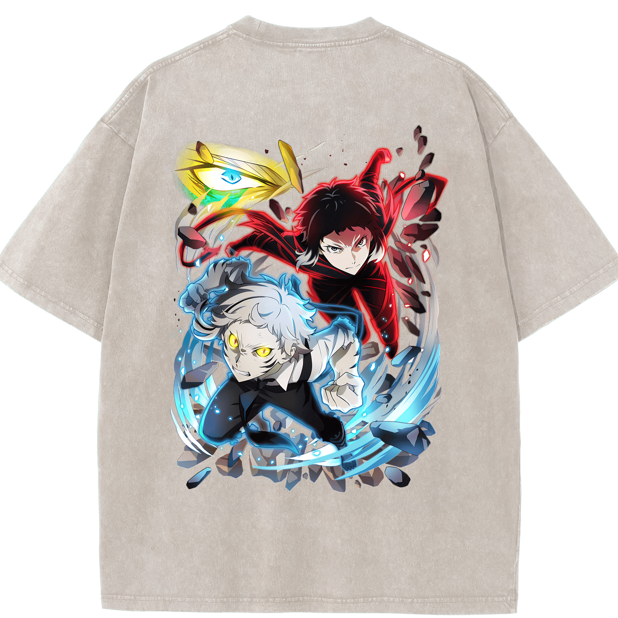 （画像用） 文豪ストレイドッグス Bungo Stray Dogs 綿100% ヴィンテージ風 半袖Tシャツ（背面プリント）