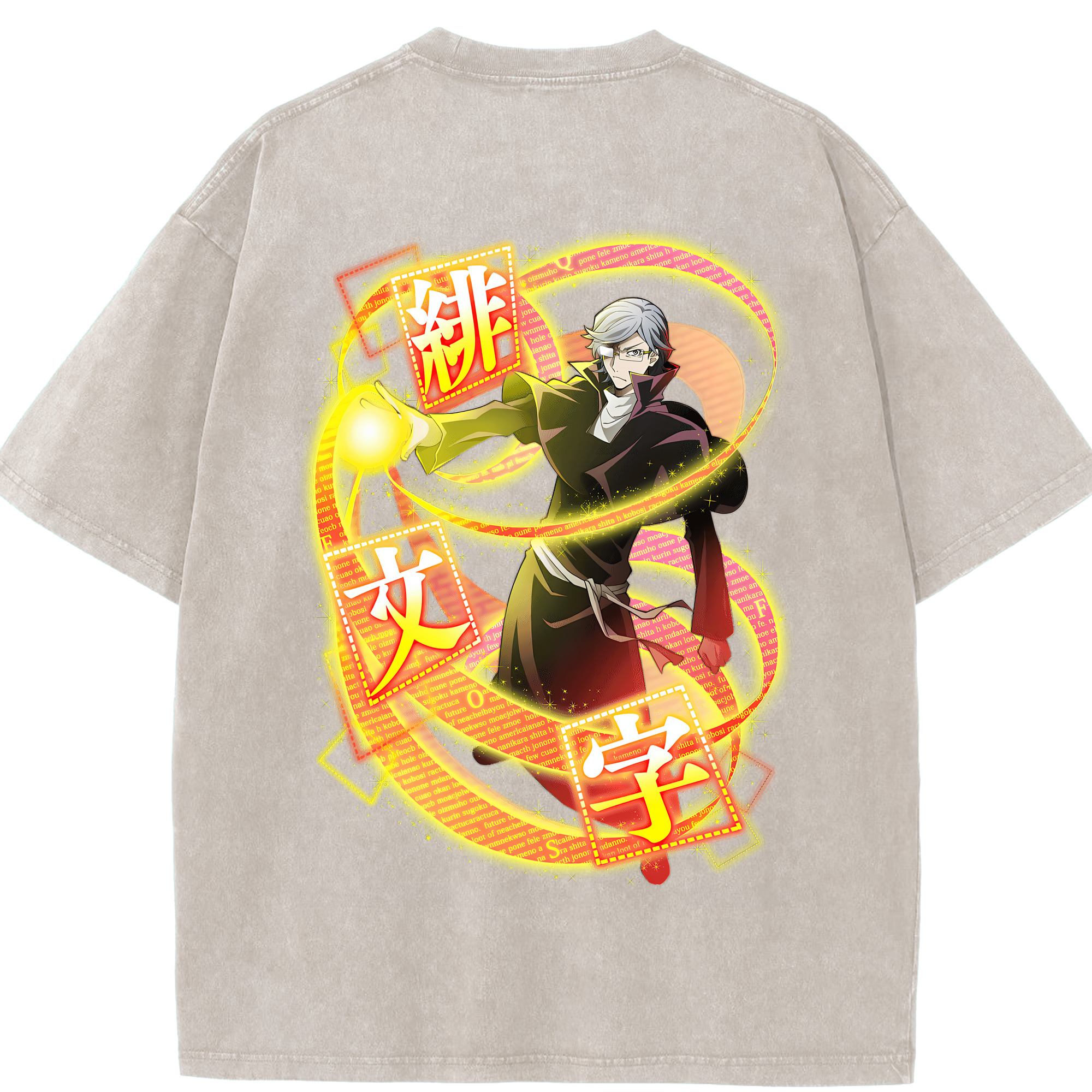 （画像用） 文豪ストレイドッグス Bungo Stray Dogs 綿100% ヴィンテージ風 半袖Tシャツ（背面プリント）