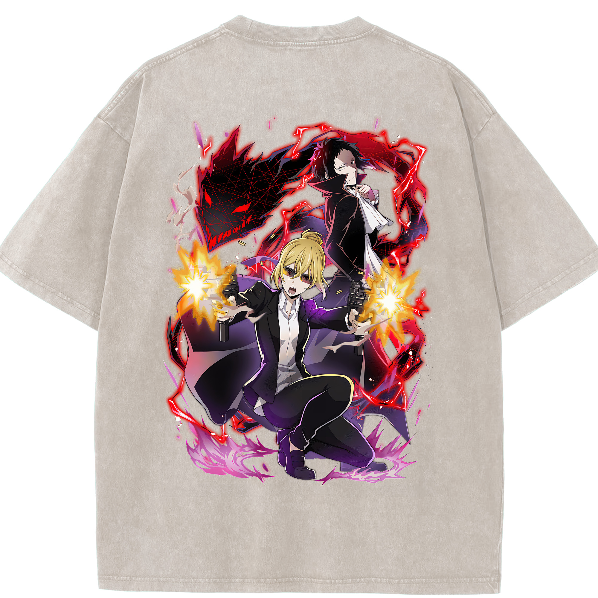 （画像用） 文豪ストレイドッグス Bungo Stray Dogs 綿100% ヴィンテージ風 半袖Tシャツ（背面プリント）