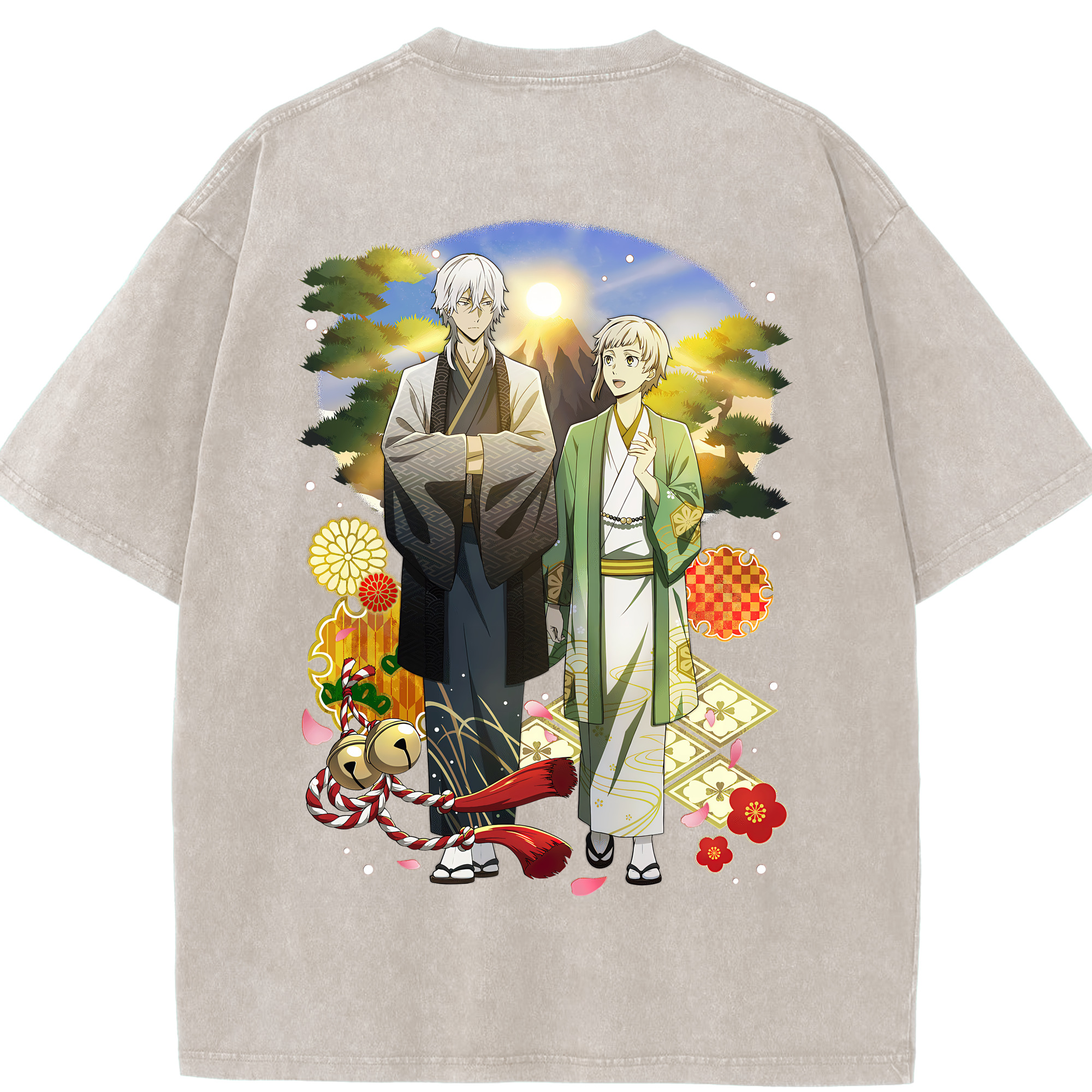 （画像用） 文豪ストレイドッグス Bungo Stray Dogs 綿100% ヴィンテージ風 半袖Tシャツ（背面プリント）