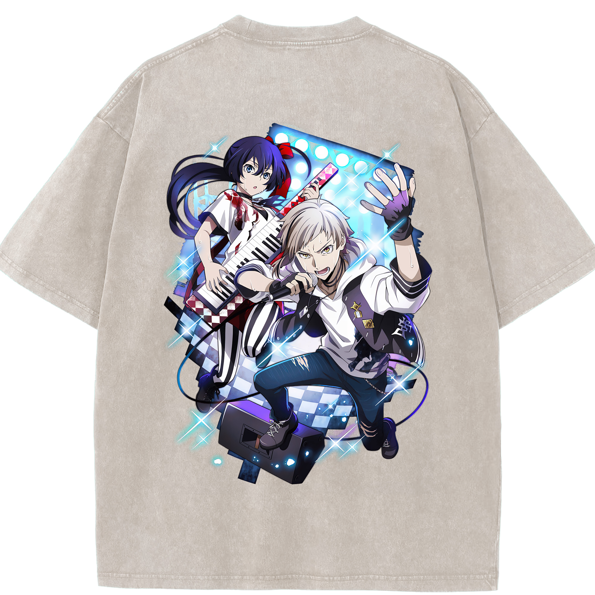 （画像用） 文豪ストレイドッグス Bungo Stray Dogs 綿100% ヴィンテージ風 半袖Tシャツ（背面プリント）