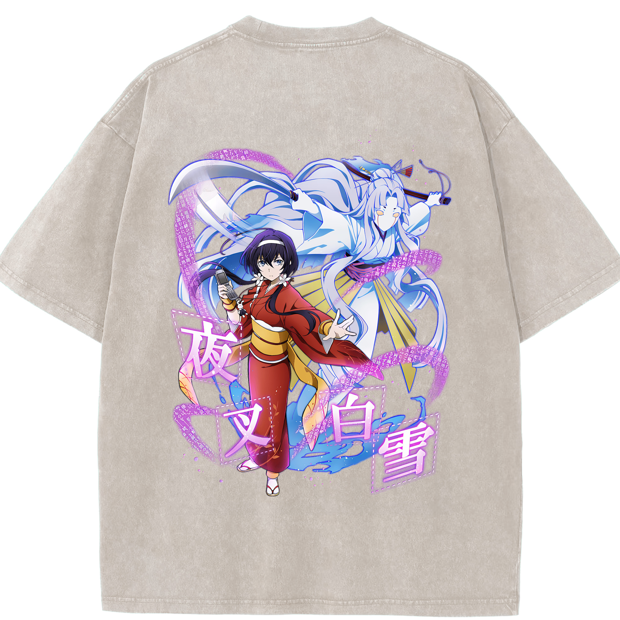 （画像用） 文豪ストレイドッグス Bungo Stray Dogs 綿100% ヴィンテージ風 半袖Tシャツ（背面プリント）