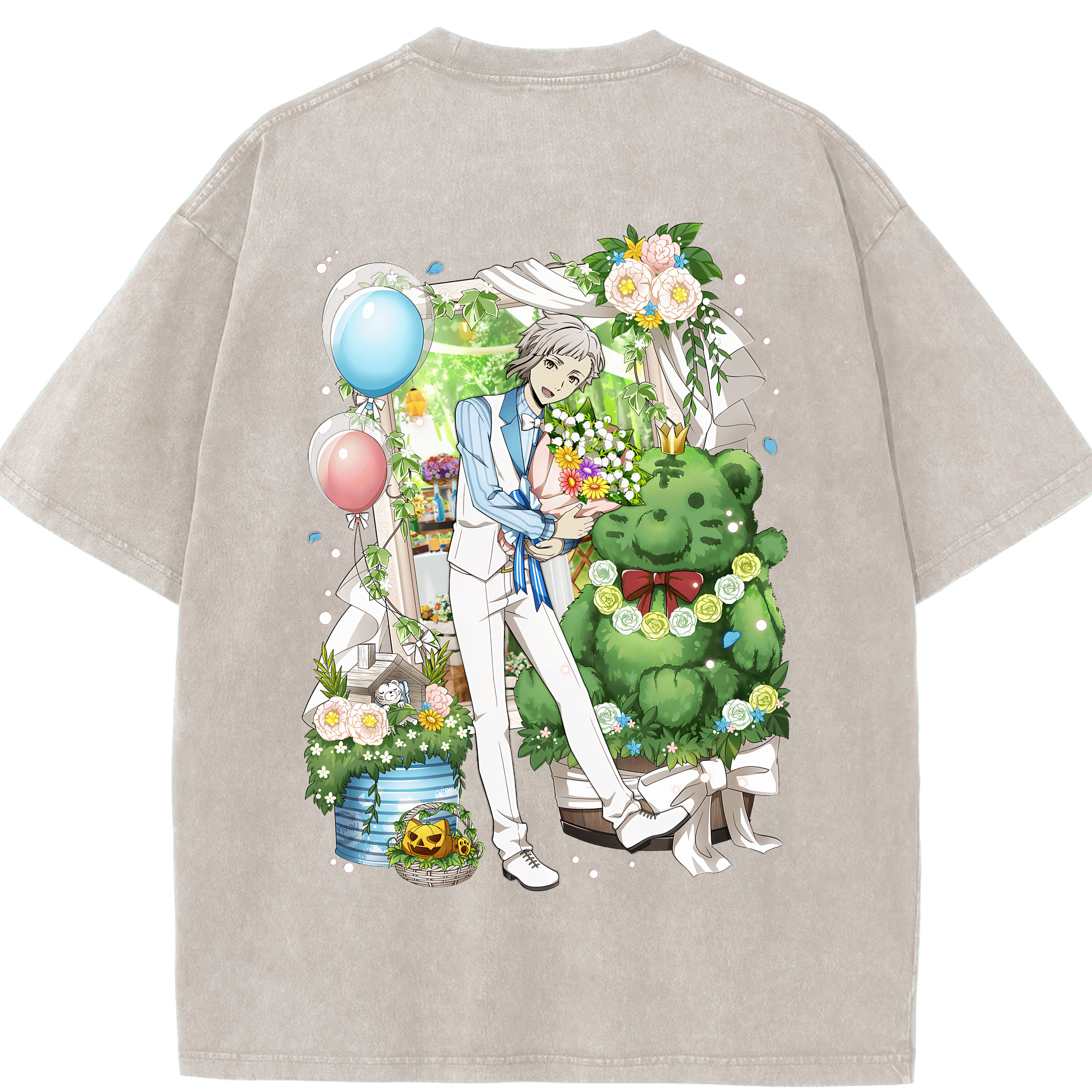 （画像用） 文豪ストレイドッグス Bungo Stray Dogs 綿100% ヴィンテージ風 半袖Tシャツ（背面プリント）