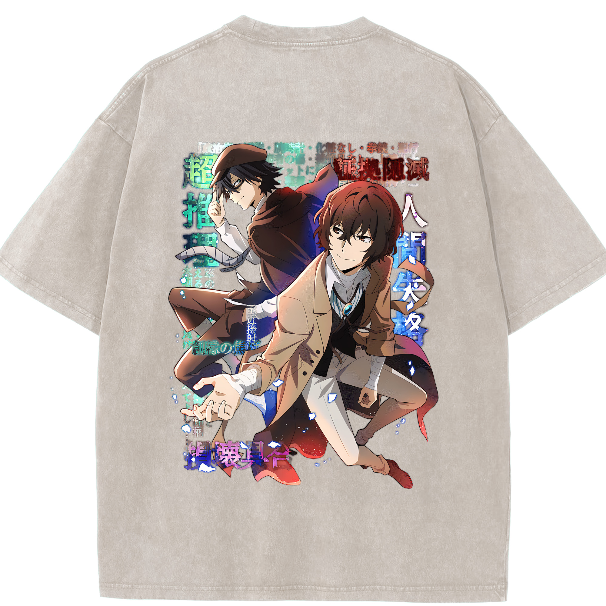 （画像用） 文豪ストレイドッグス Bungo Stray Dogs 綿100% ヴィンテージ風 半袖Tシャツ（背面プリント）