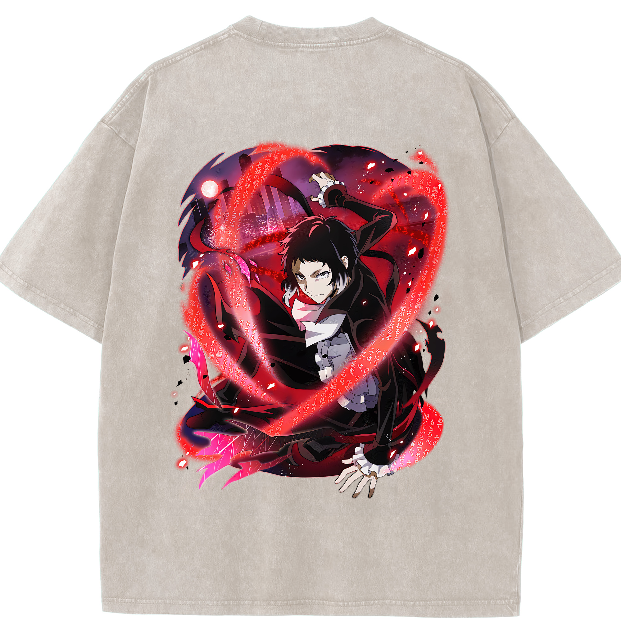 （画像用） 文豪ストレイドッグス Bungo Stray Dogs 綿100% ヴィンテージ風 半袖Tシャツ（背面プリント）