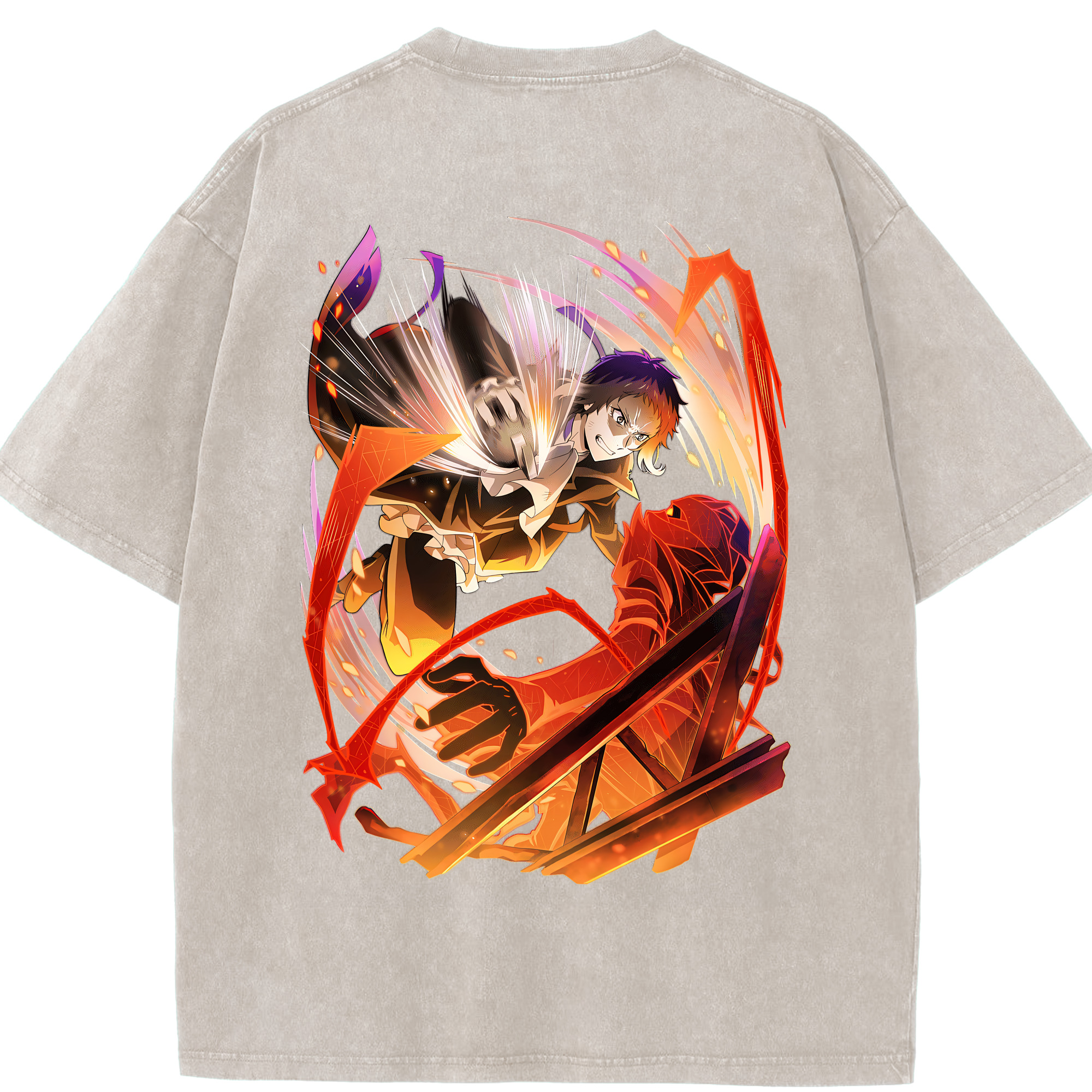 （画像用） 文豪ストレイドッグス Bungo Stray Dogs 綿100% ヴィンテージ風 半袖Tシャツ（背面プリント）