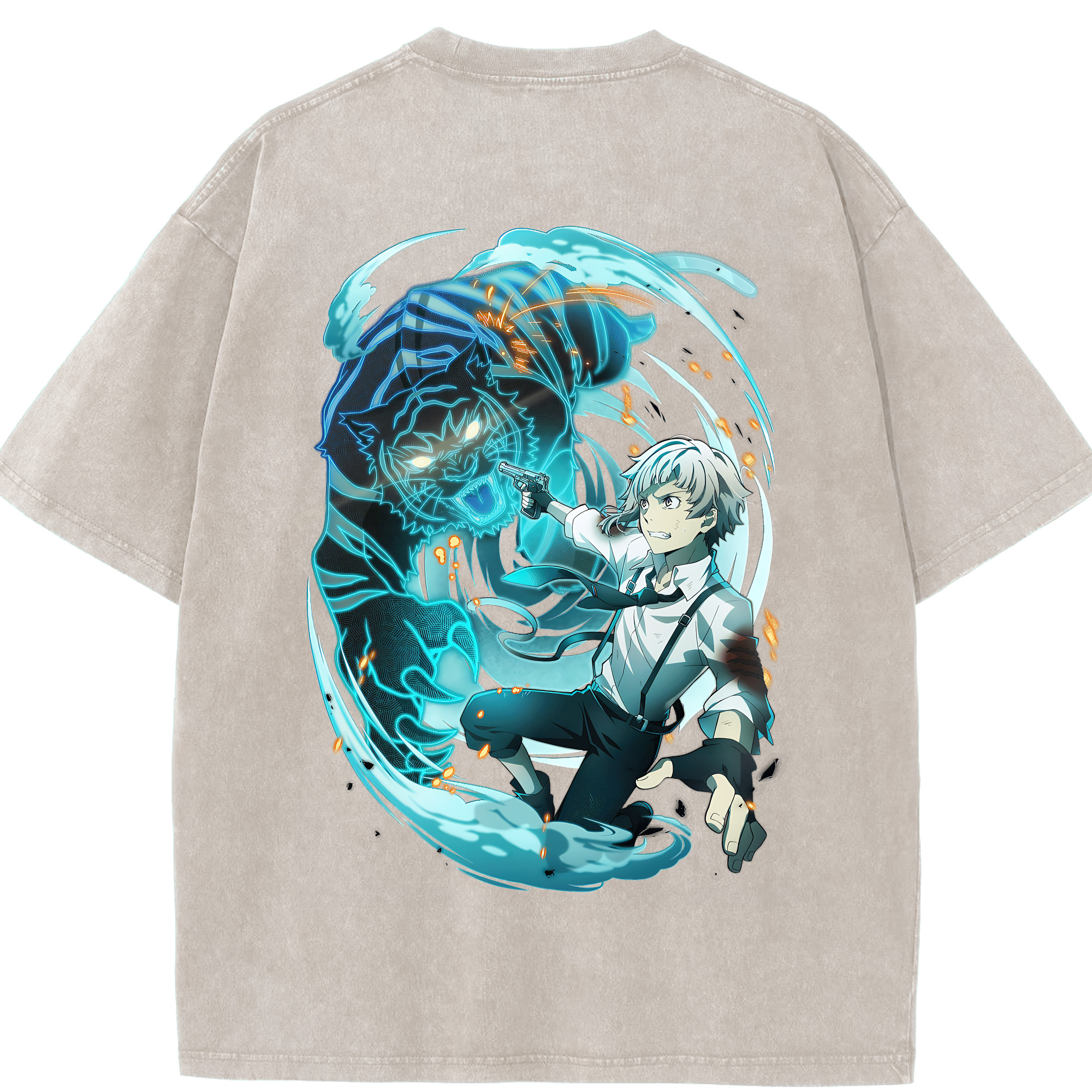 （画像用） 文豪ストレイドッグス Bungo Stray Dogs 綿100% ヴィンテージ風 半袖Tシャツ（背面プリント）