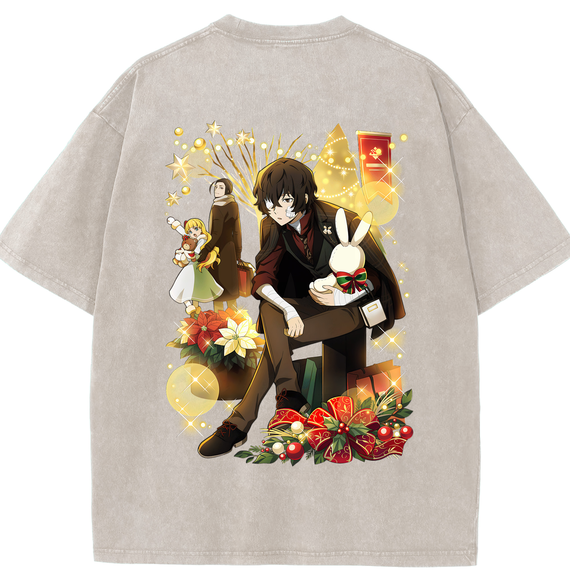 （画像用） 文豪ストレイドッグス Bungo Stray Dogs 綿100% ヴィンテージ風 半袖Tシャツ（背面プリント）