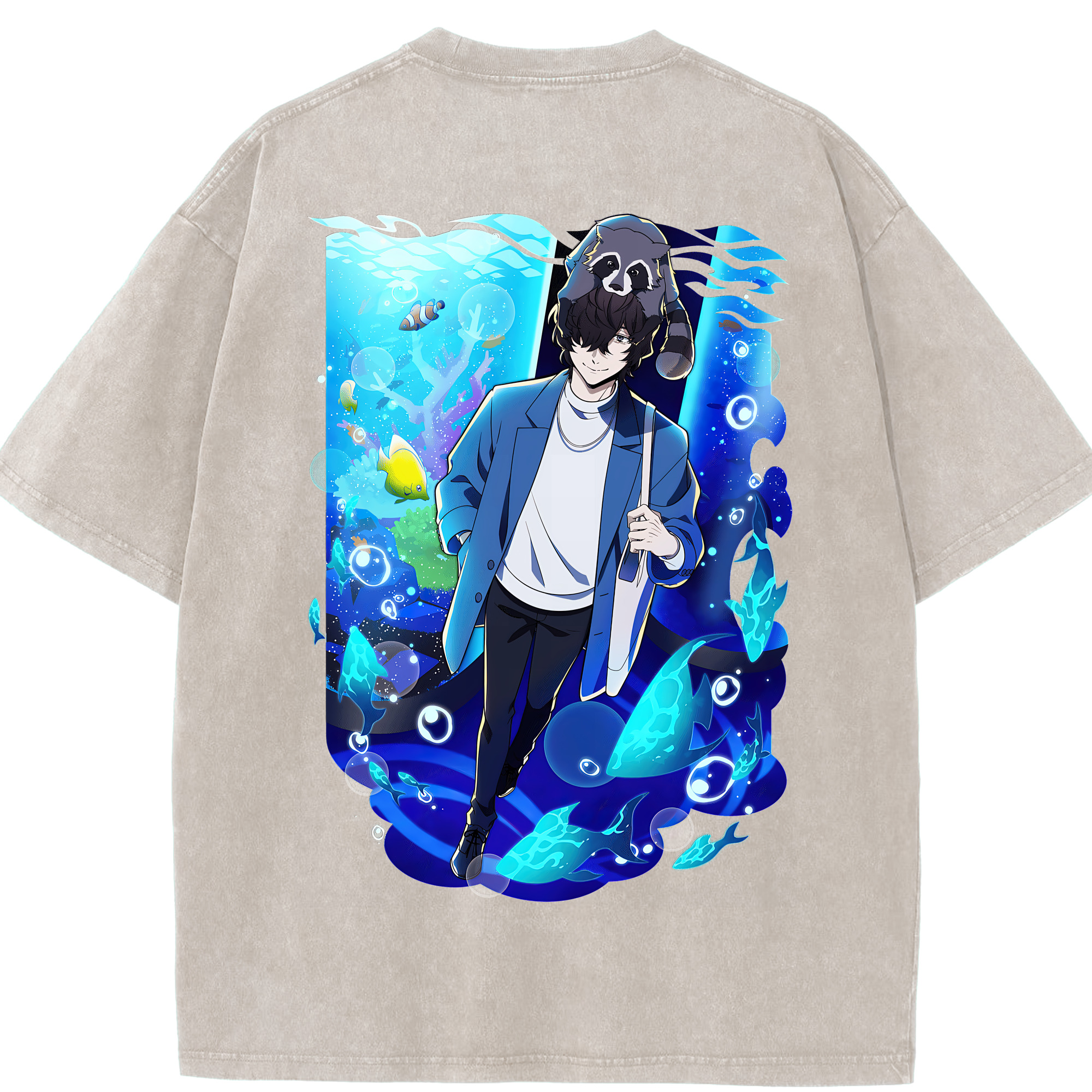 （画像用） 文豪ストレイドッグス Bungo Stray Dogs 綿100% ヴィンテージ風 半袖Tシャツ（背面プリント）