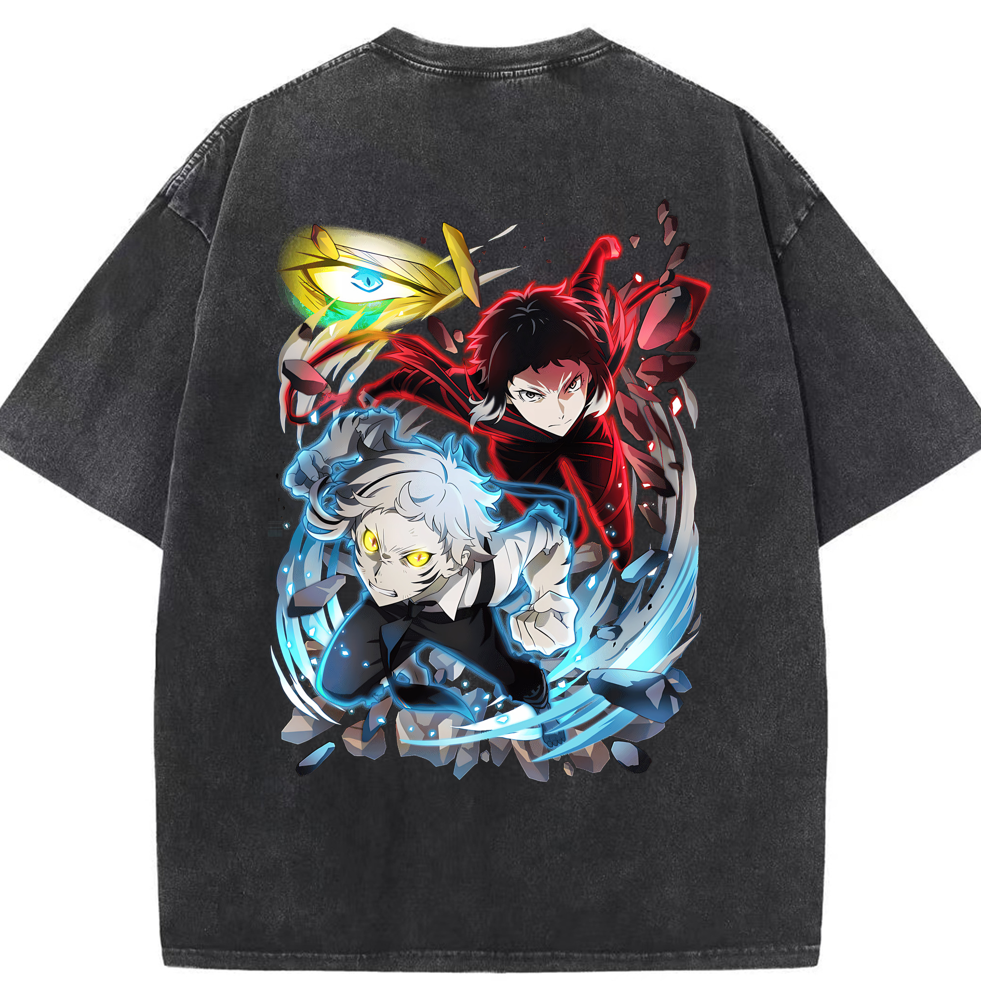 （画像用） 文豪ストレイドッグス Bungo Stray Dogs 綿100% ヴィンテージ風 半袖Tシャツ（背面プリント）