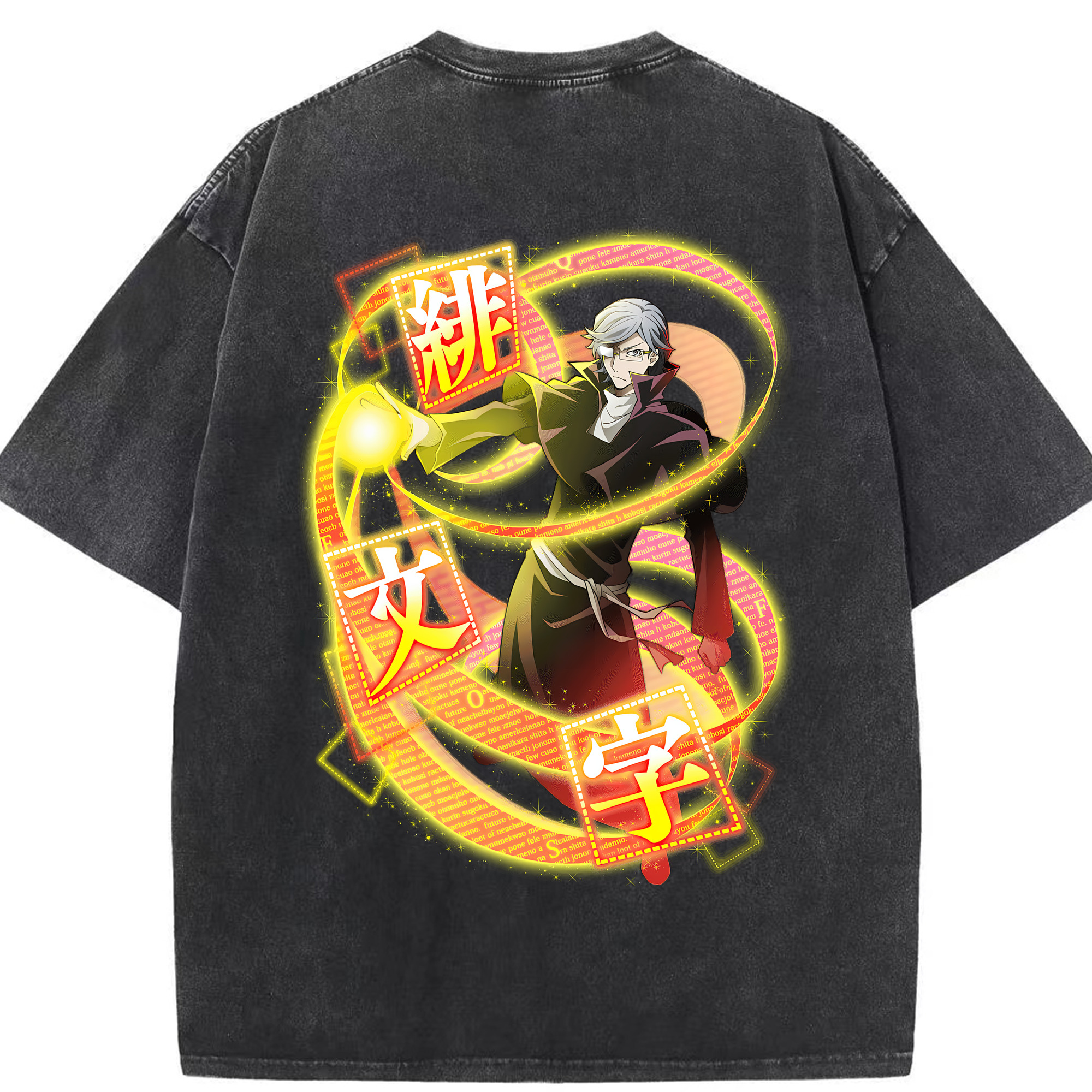 （画像用） 文豪ストレイドッグス Bungo Stray Dogs 綿100% ヴィンテージ風 半袖Tシャツ（背面プリント）
