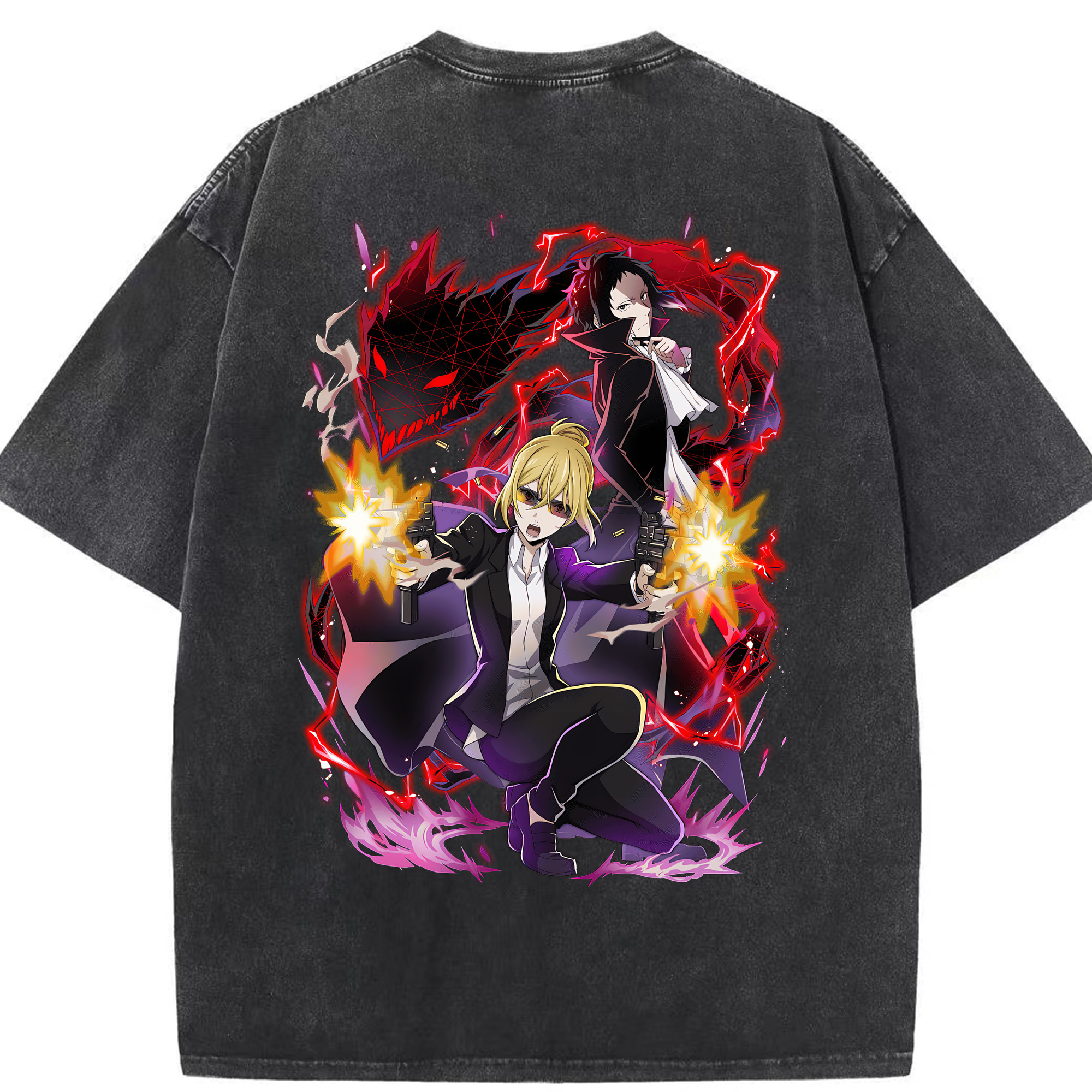 （画像用） 文豪ストレイドッグス Bungo Stray Dogs 綿100% ヴィンテージ風 半袖Tシャツ（背面プリント）