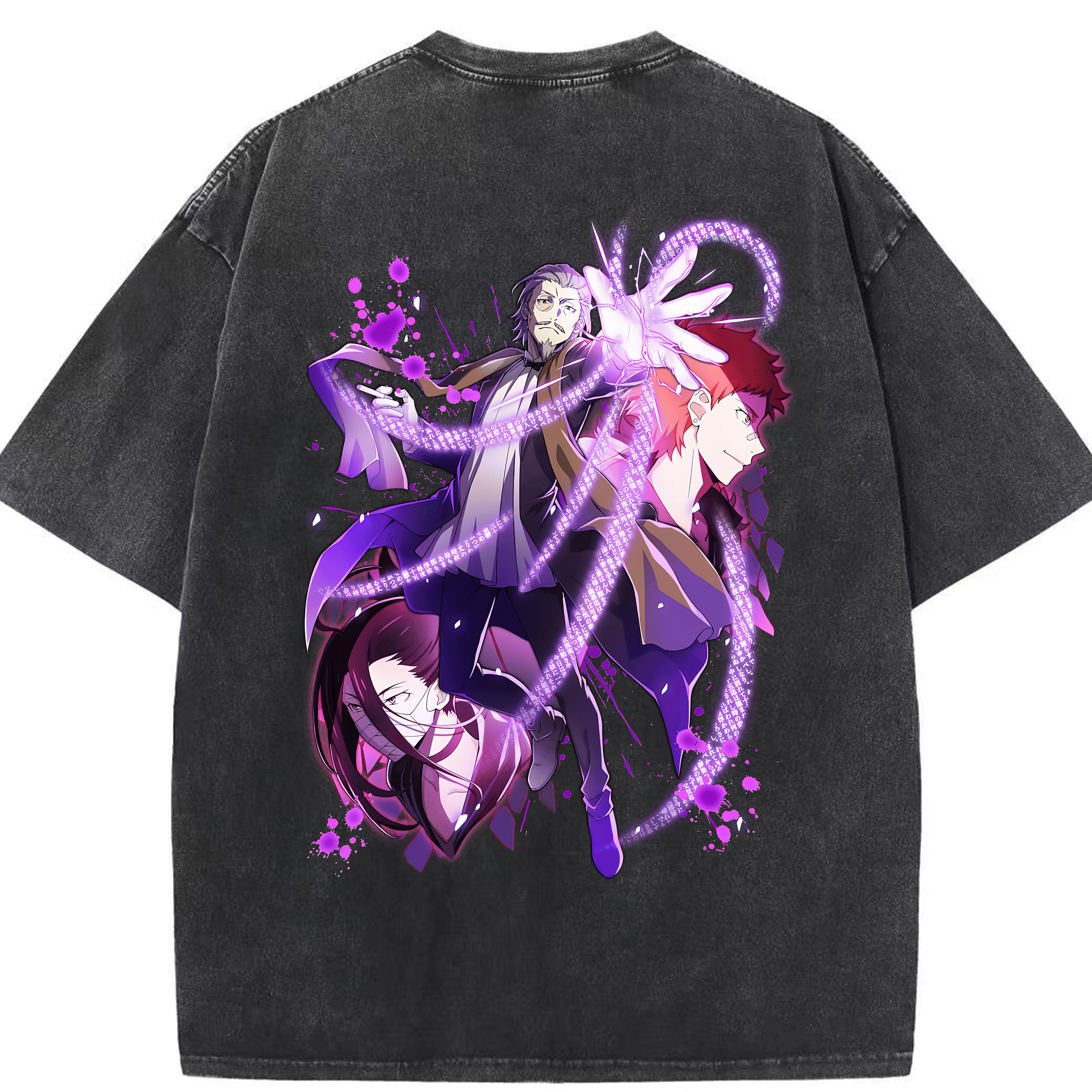 （画像用） 文豪ストレイドッグス Bungo Stray Dogs 綿100% ヴィンテージ風 半袖Tシャツ（背面プリント）