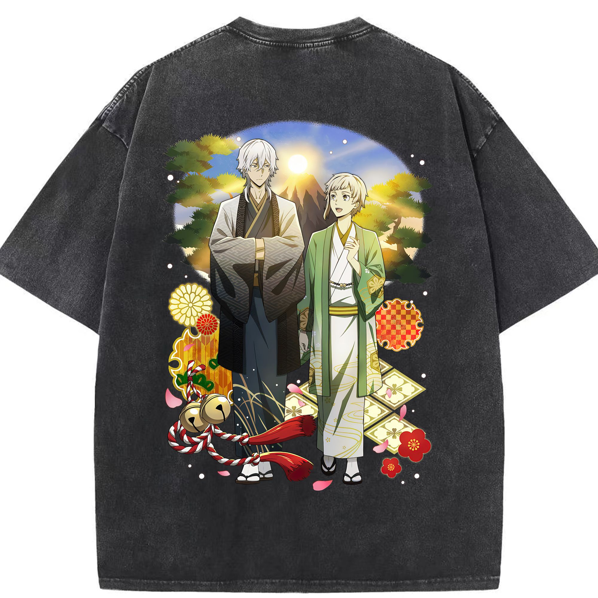（画像用） 文豪ストレイドッグス Bungo Stray Dogs 綿100% ヴィンテージ風 半袖Tシャツ（背面プリント）
