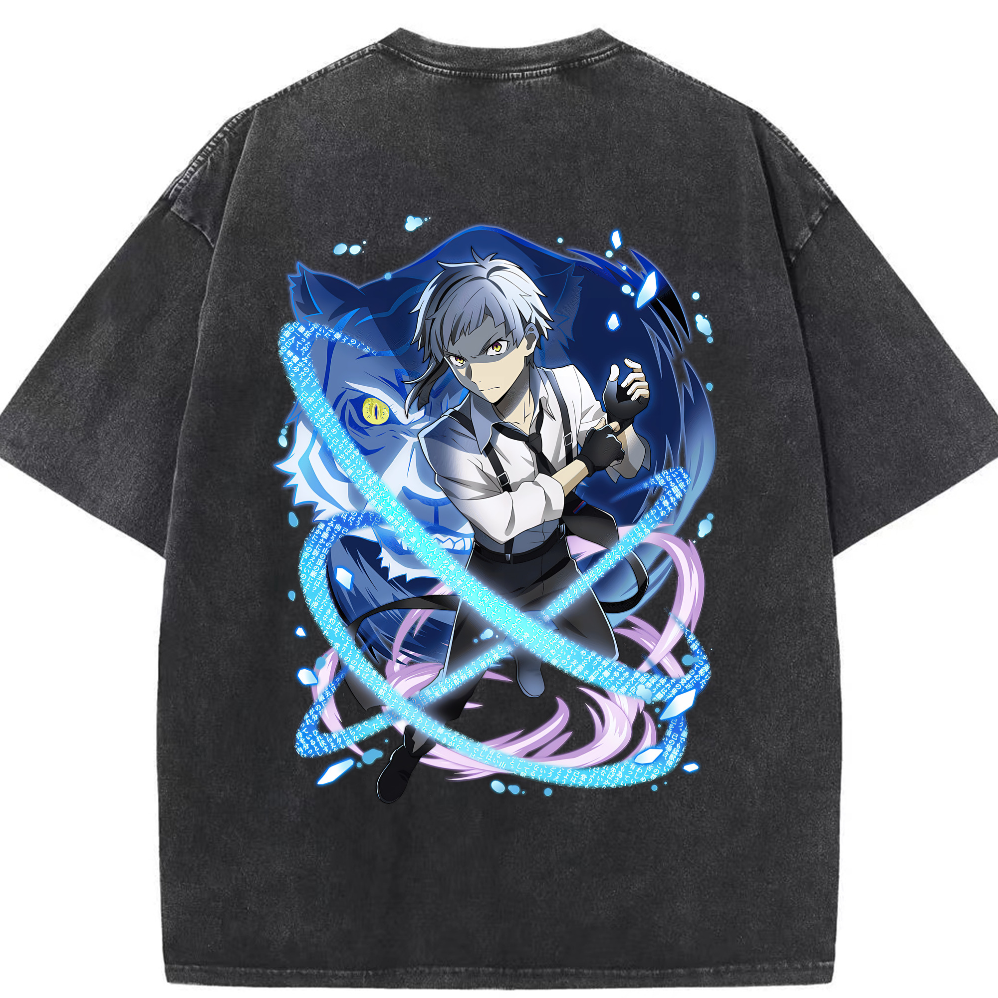 （画像用） 文豪ストレイドッグス Bungo Stray Dogs 綿100% ヴィンテージ風 半袖Tシャツ（背面プリント）