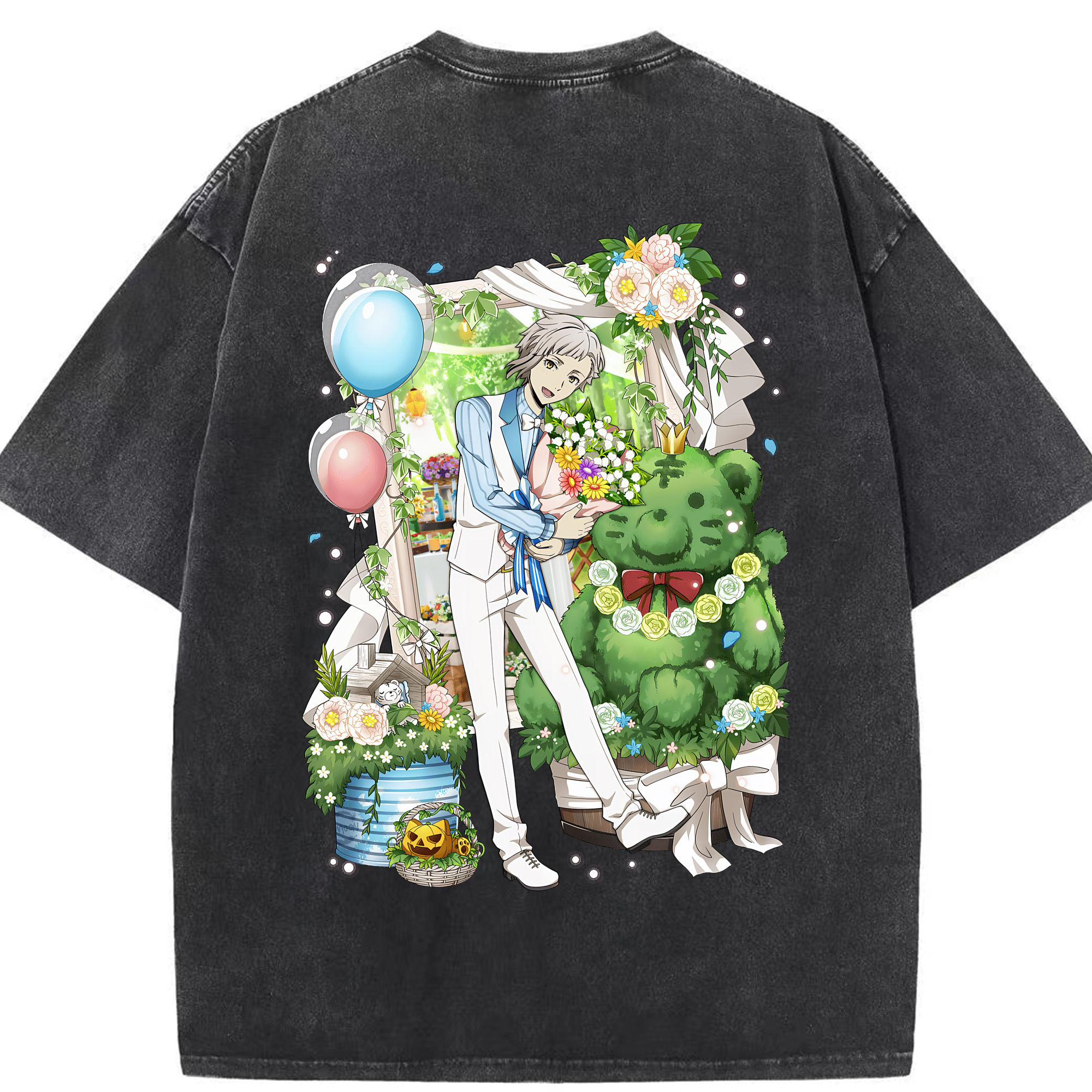 （画像用） 文豪ストレイドッグス Bungo Stray Dogs 綿100% ヴィンテージ風 半袖Tシャツ（背面プリント）