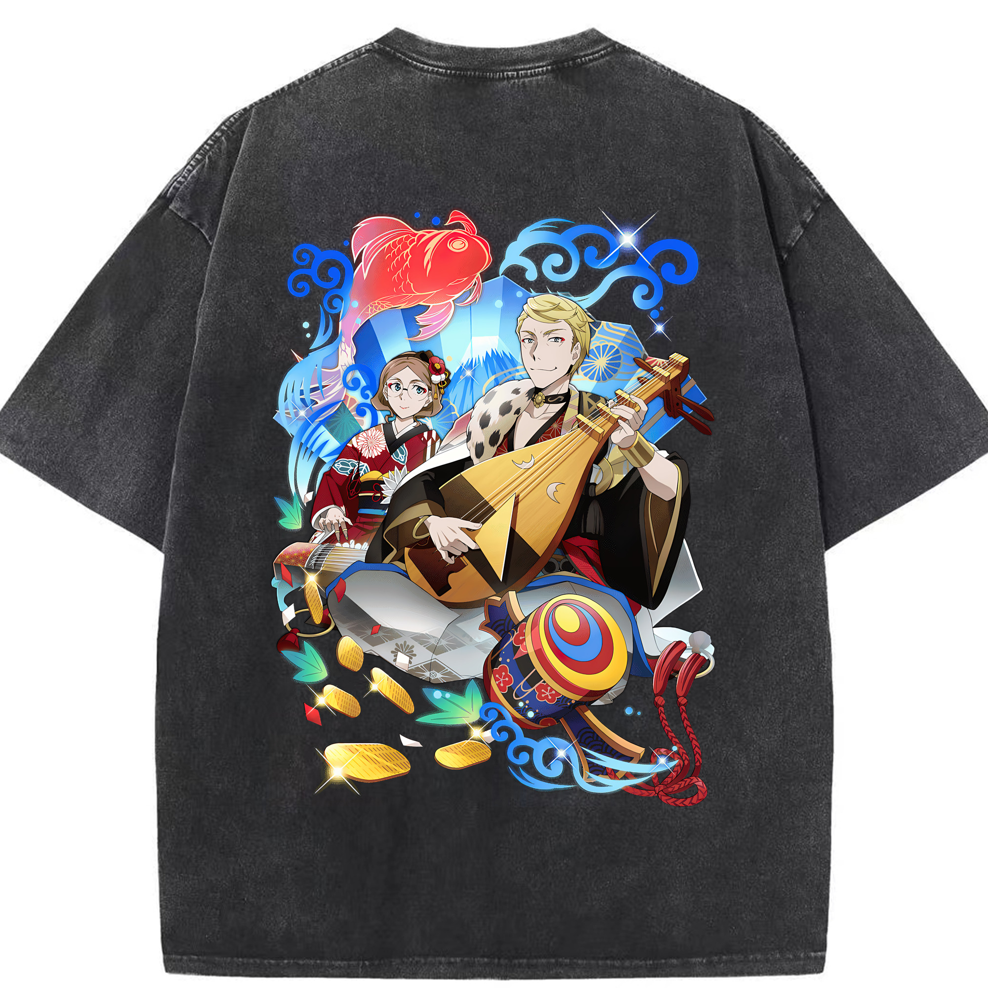 （画像用） 文豪ストレイドッグス Bungo Stray Dogs 綿100% ヴィンテージ風 半袖Tシャツ（背面プリント）