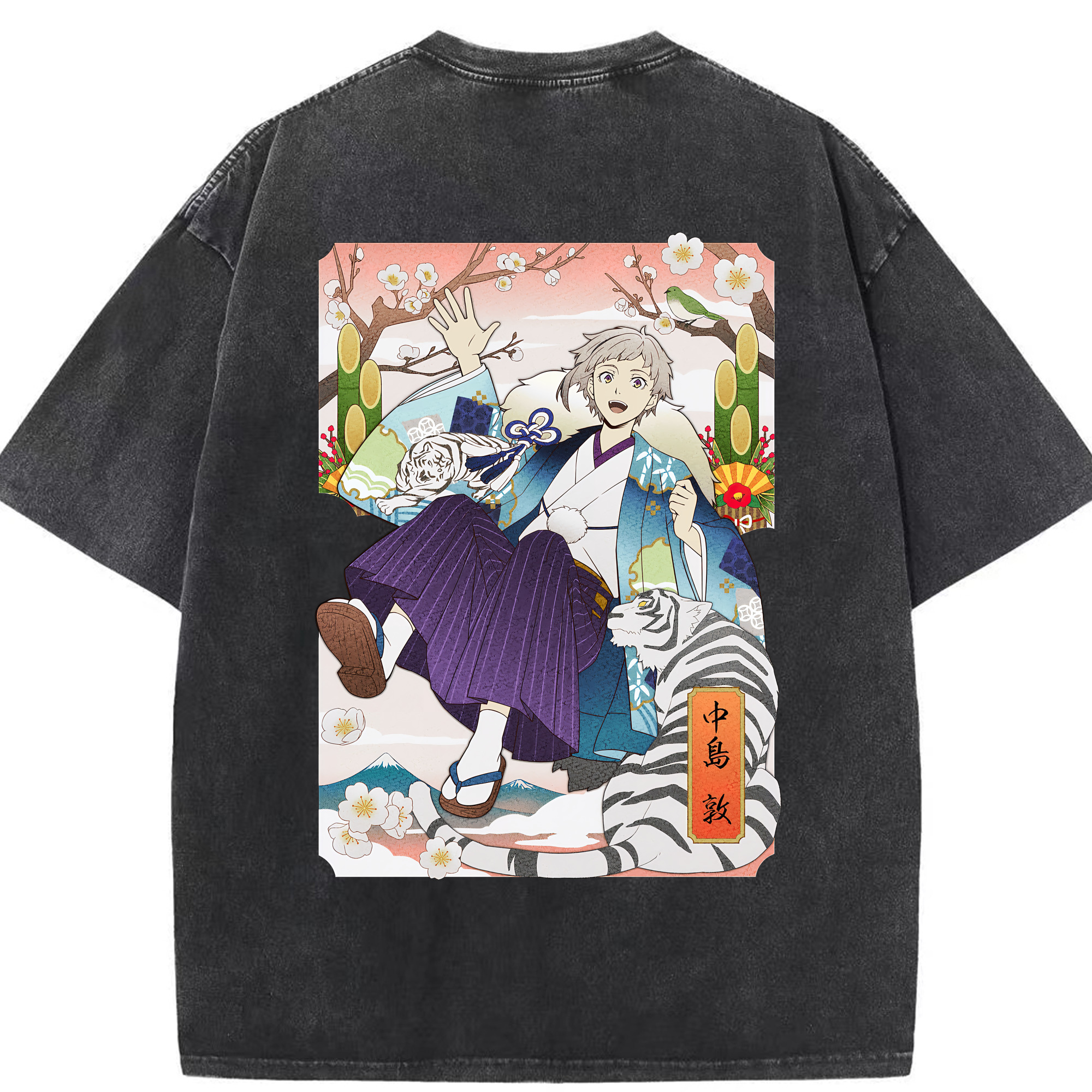 （画像用） 文豪ストレイドッグス Bungo Stray Dogs 綿100% ヴィンテージ風 半袖Tシャツ（背面プリント）
