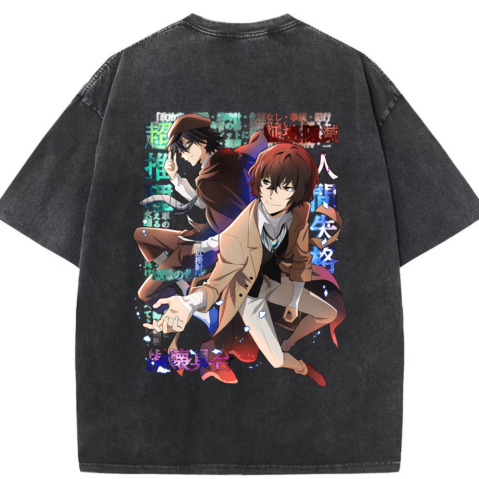 （画像用） 文豪ストレイドッグス Bungo Stray Dogs 綿100% ヴィンテージ風 半袖Tシャツ（背面プリント）