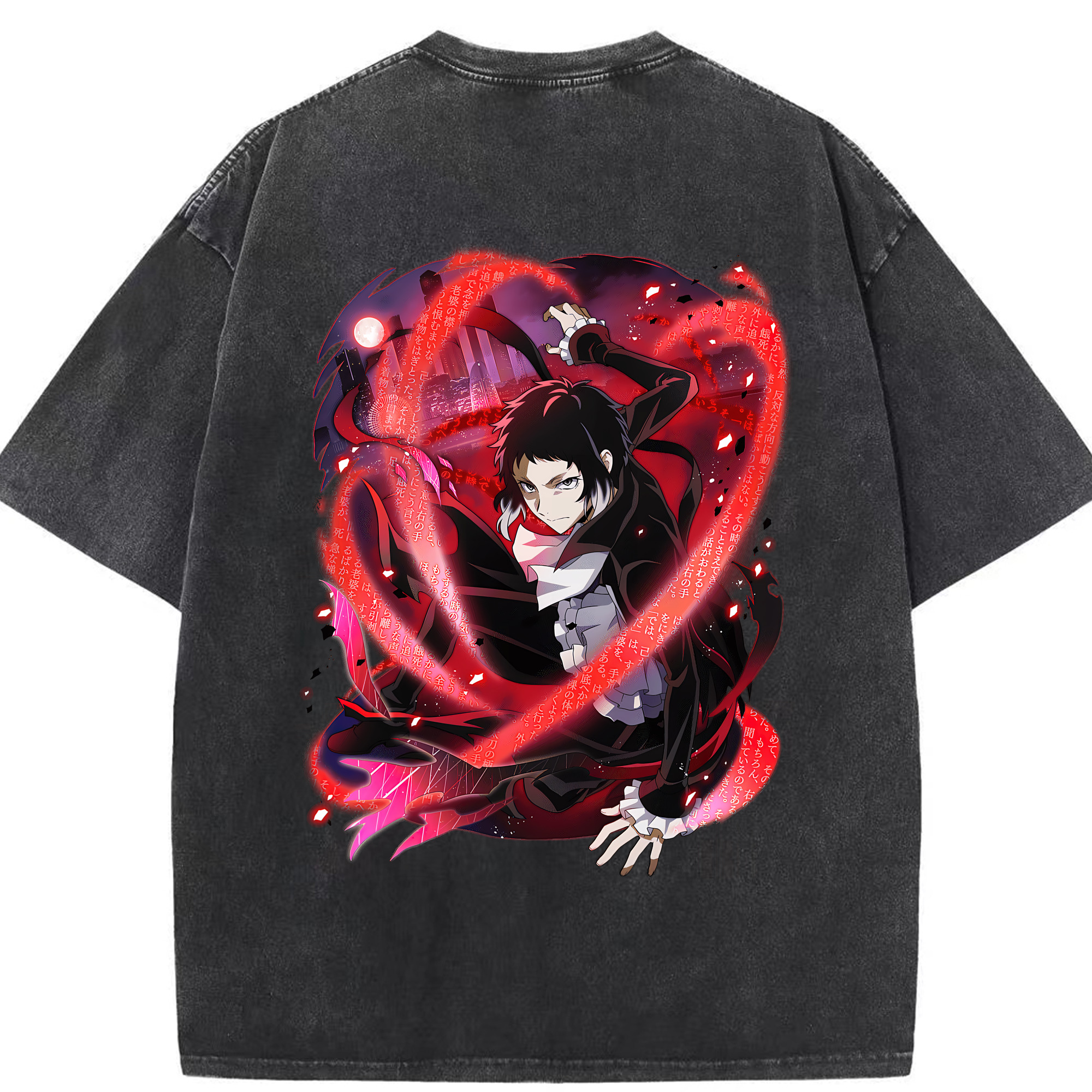 （画像用） 文豪ストレイドッグス Bungo Stray Dogs 綿100% ヴィンテージ風 半袖Tシャツ（背面プリント）